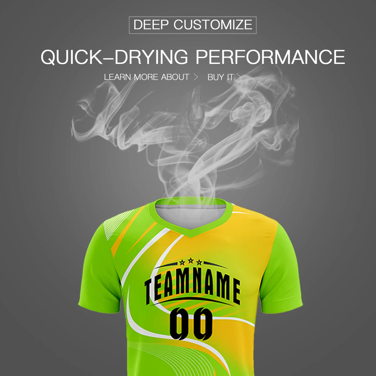 Custom Neon Green White-Gold01 Casual Printing Sportswear Soccer Sets Jersey