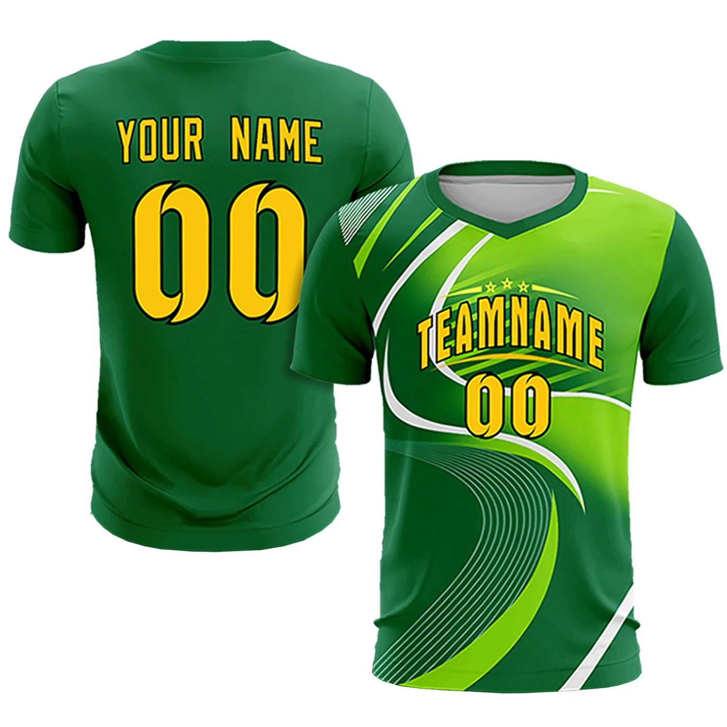 Custom Kelly Green White-Neon Green Casual Printing Sportswear Soccer Sets Jersey