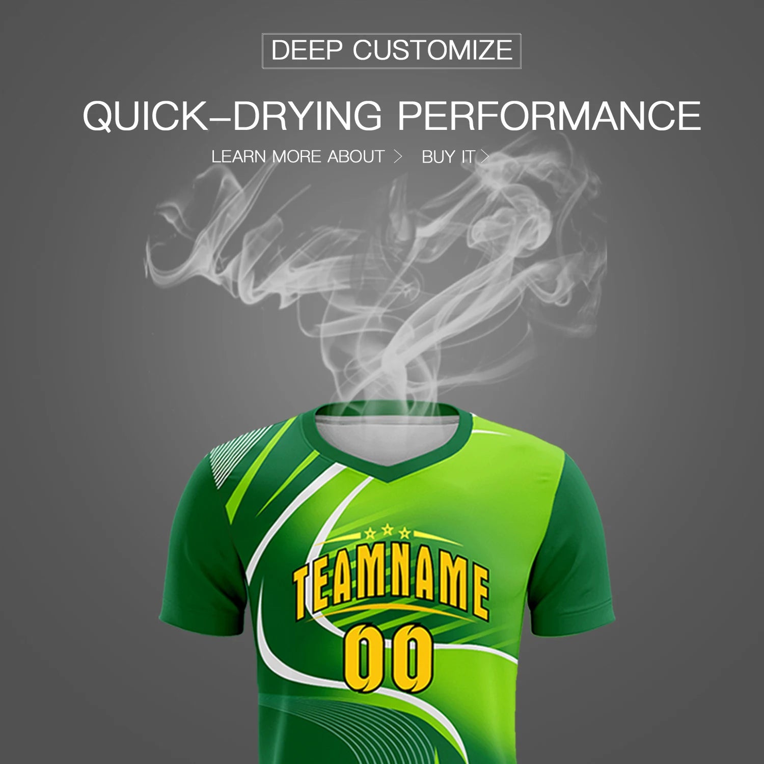 Custom Kelly Green White-Neon Green Casual Printing Sportswear Soccer Sets Jersey