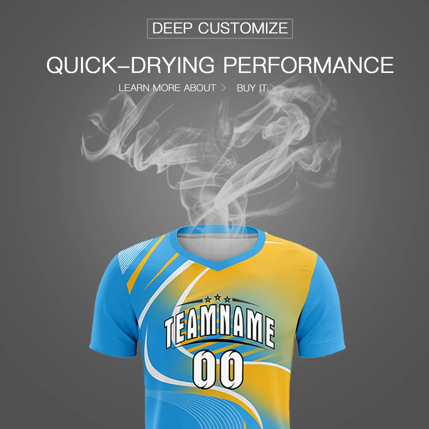 Custom Powder Blue White-Gold01 Casual Printing Sportswear Soccer Sets Jersey