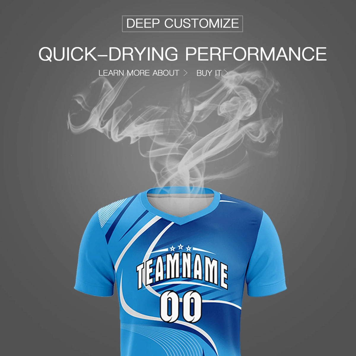 Custom Powder Blue White-Navy Casual Printing Sportswear Soccer Sets Jersey