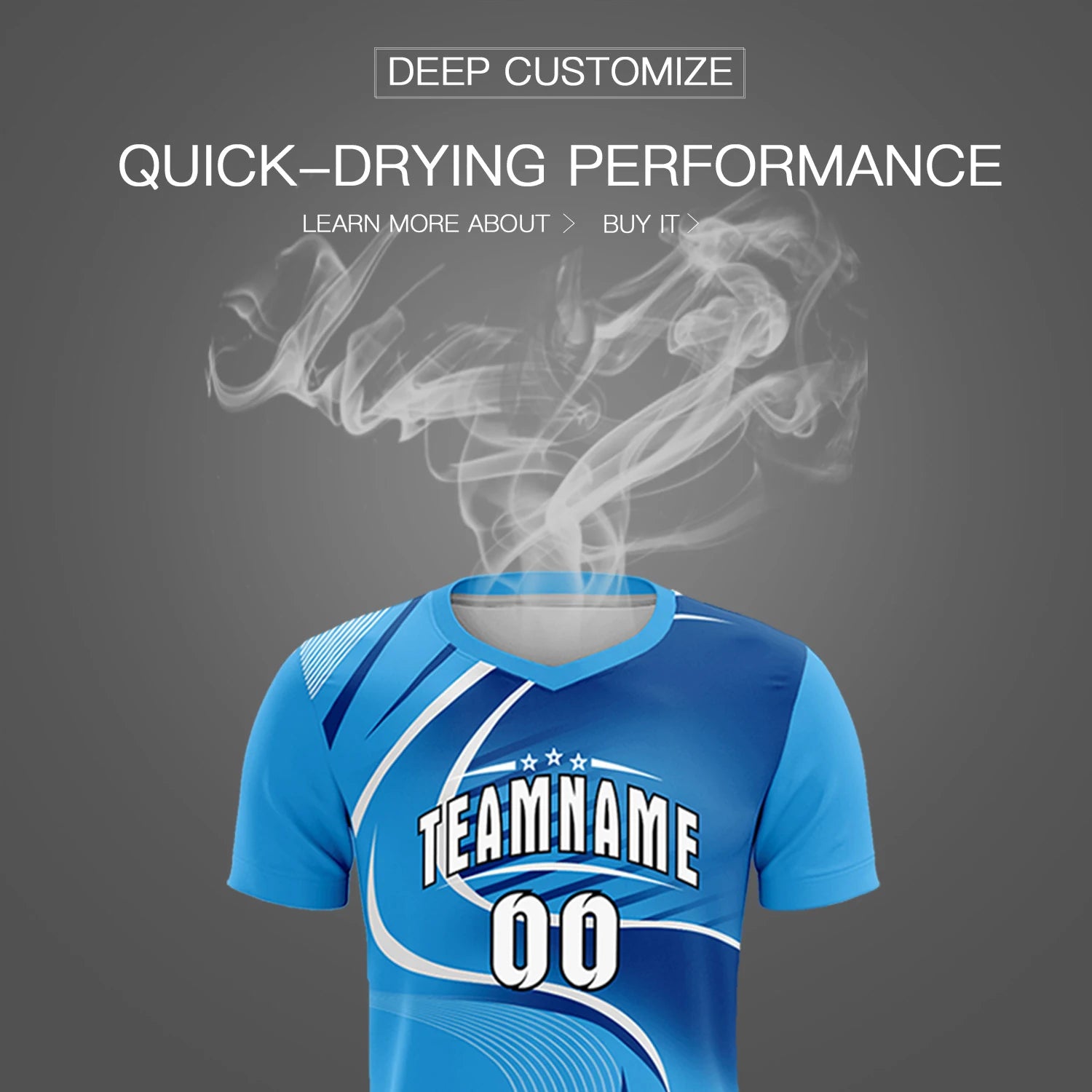 Custom Powder Blue White-Navy Casual Printing Sportswear Soccer Sets Jersey