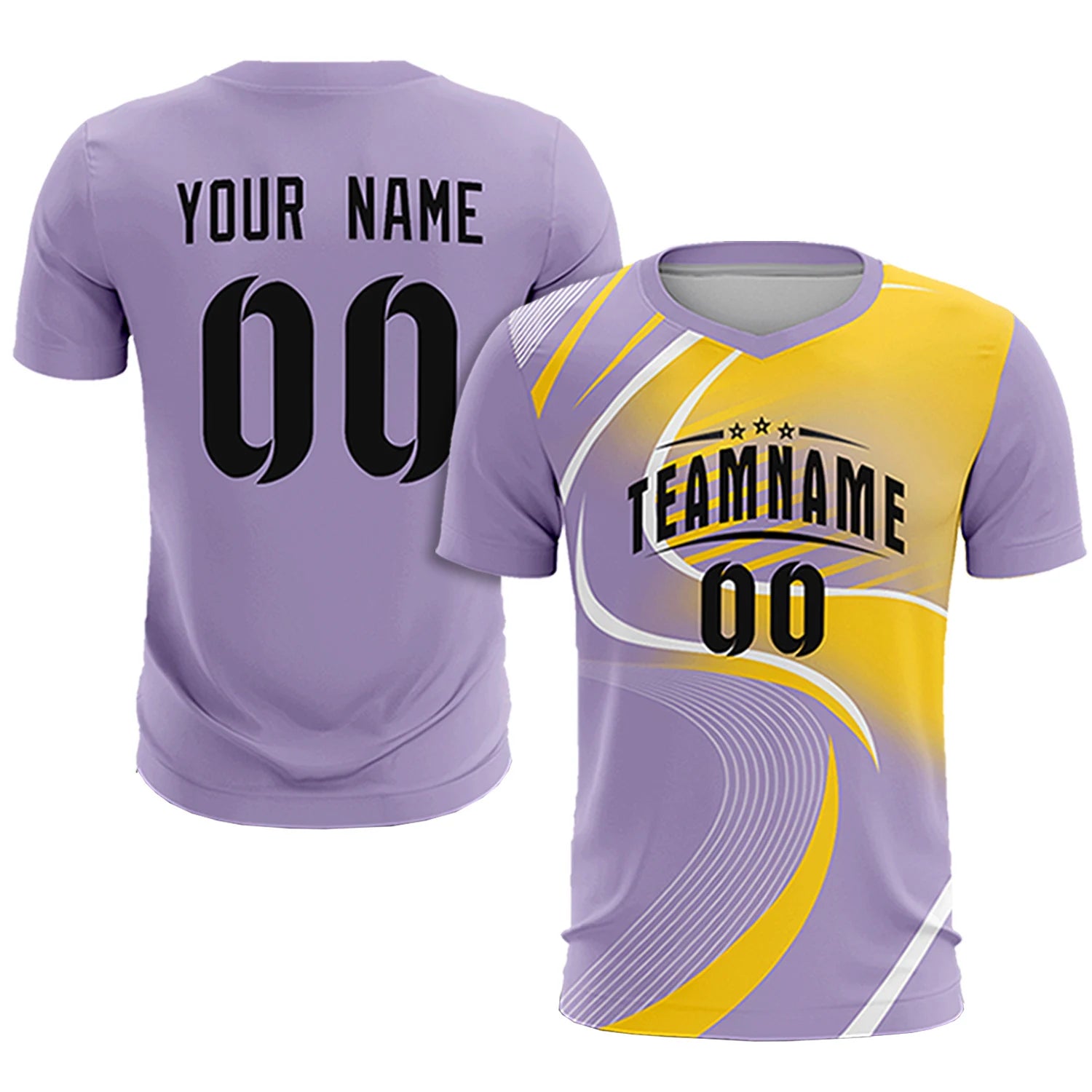 Custom Light Purple White-Gold01 Casual Printing Sportswear Soccer Sets Jersey