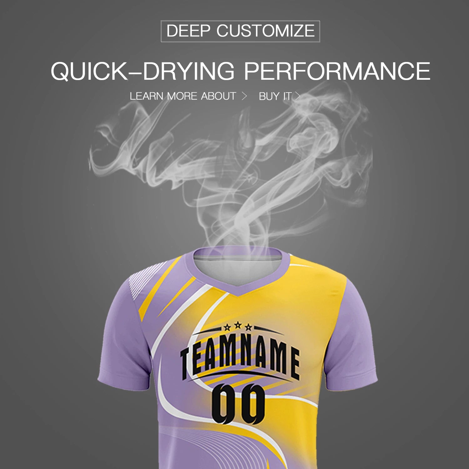 Custom Light Purple White-Gold01 Casual Printing Sportswear Soccer Sets Jersey