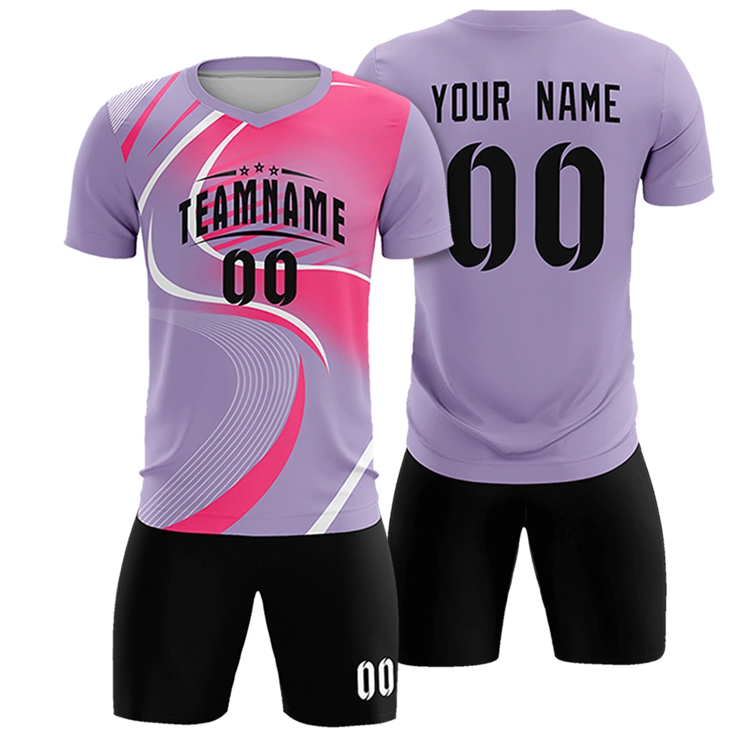 Custom Light Purple White-Pink Casual Printing Sportswear Soccer Sets Jersey