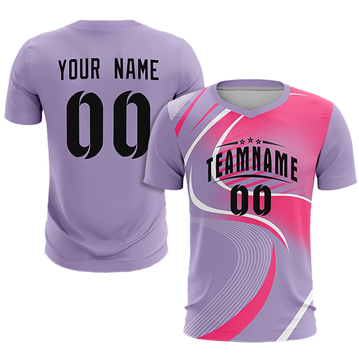 Custom Light Purple White-Pink Casual Printing Sportswear Soccer Sets Jersey