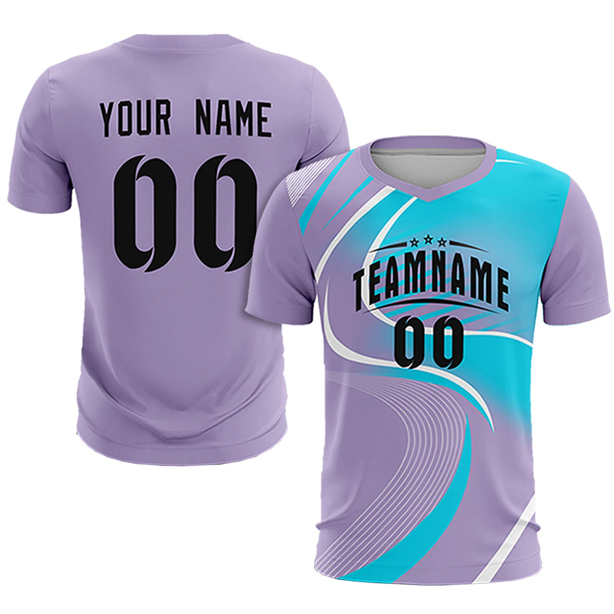 Custom Light Purple White-Sky Blue Casual Printing Sportswear Soccer Sets Jersey