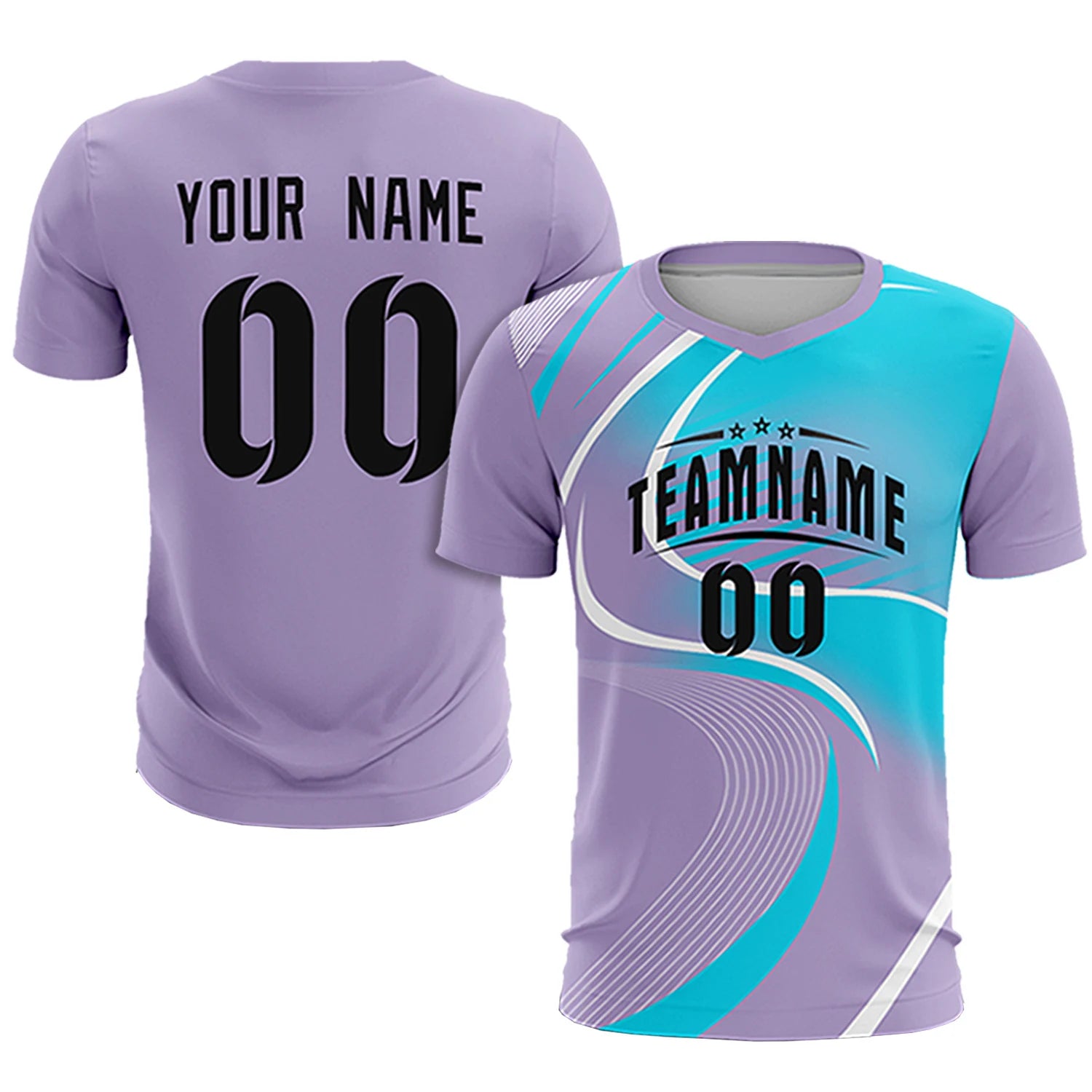 Custom Light Purple White-Sky Blue Casual Printing Sportswear Soccer Sets Jersey