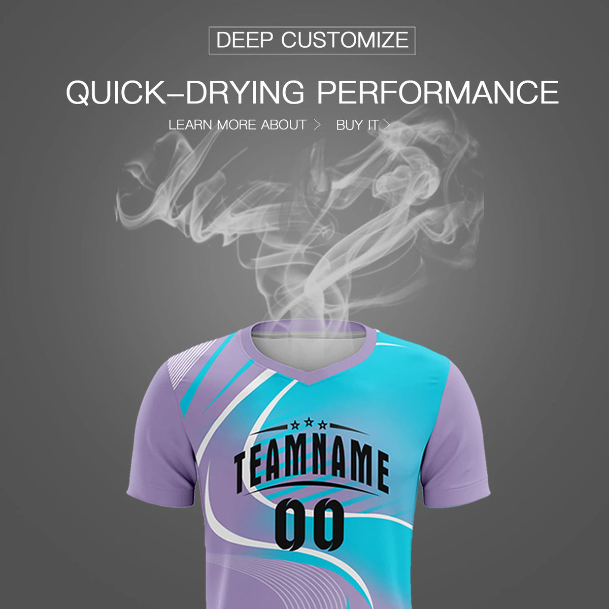 Custom Light Purple White-Sky Blue Casual Printing Sportswear Soccer Sets Jersey