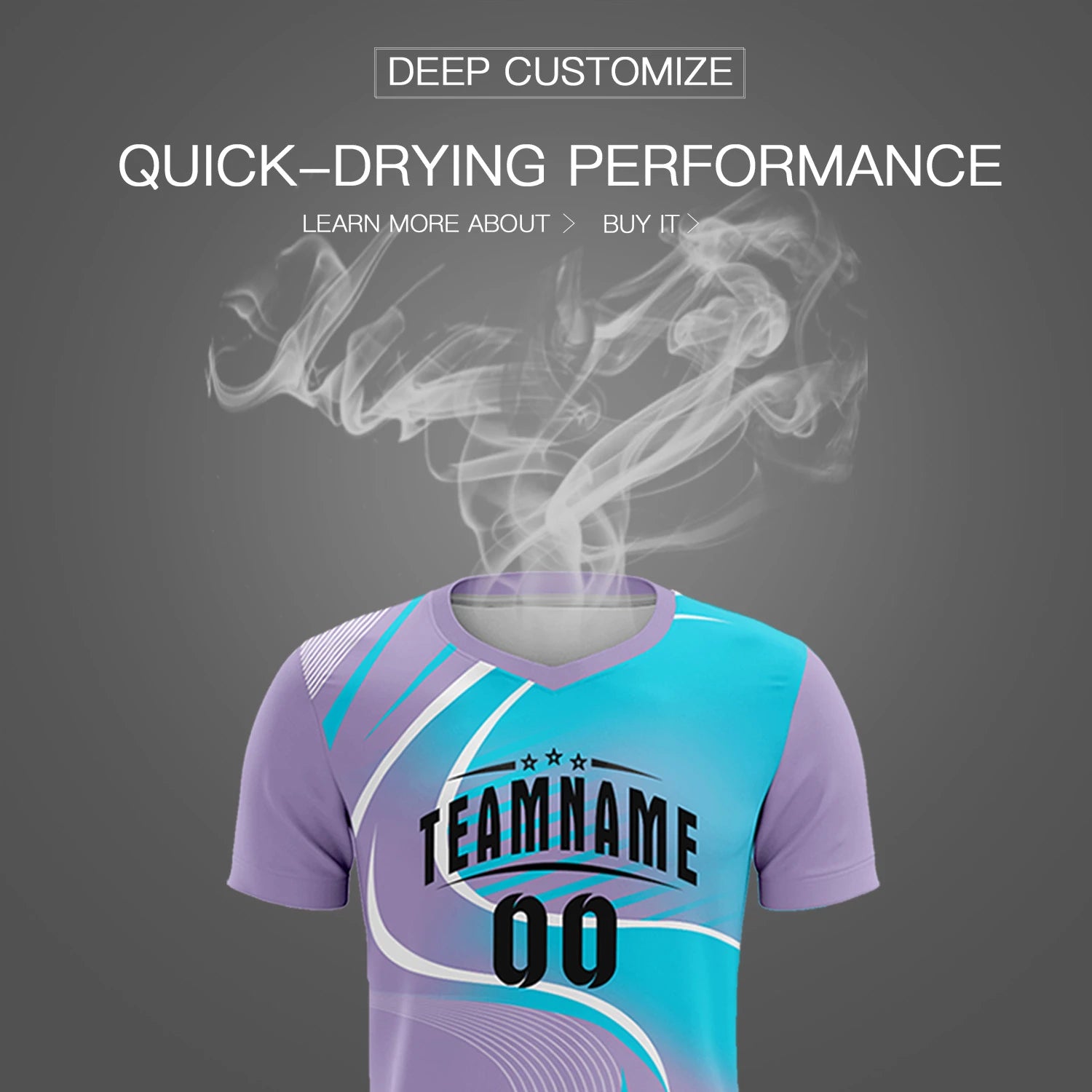 Custom Light Purple White-Sky Blue Casual Printing Sportswear Soccer Sets Jersey