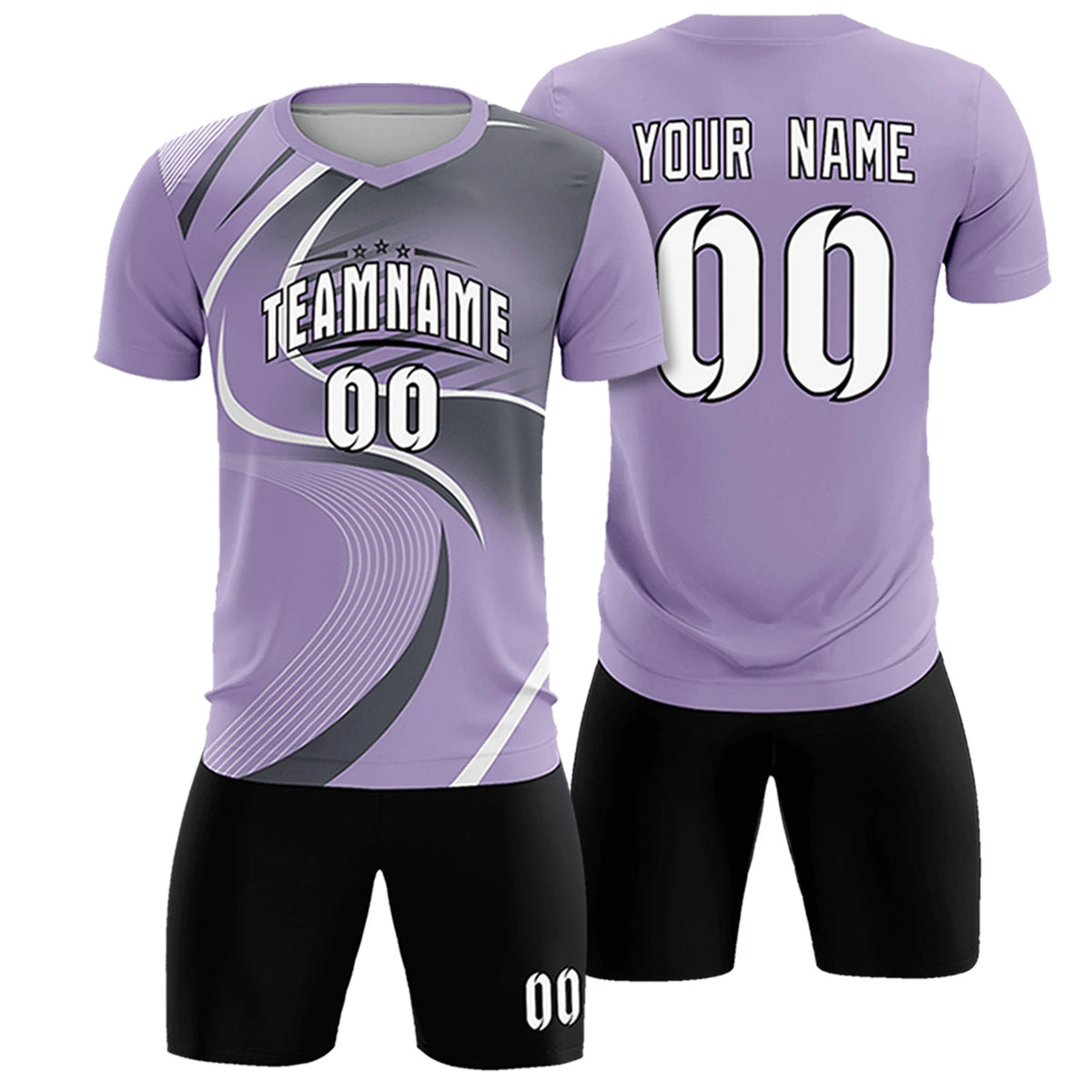 Custom Light Purple White-Gray Casual Printing Sportswear Soccer Sets Jersey