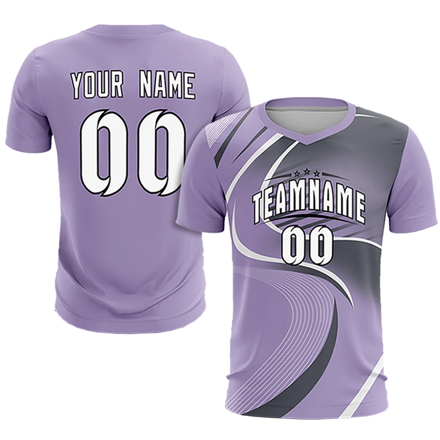 Custom Light Purple White-Gray Casual Printing Sportswear Soccer Sets Jersey