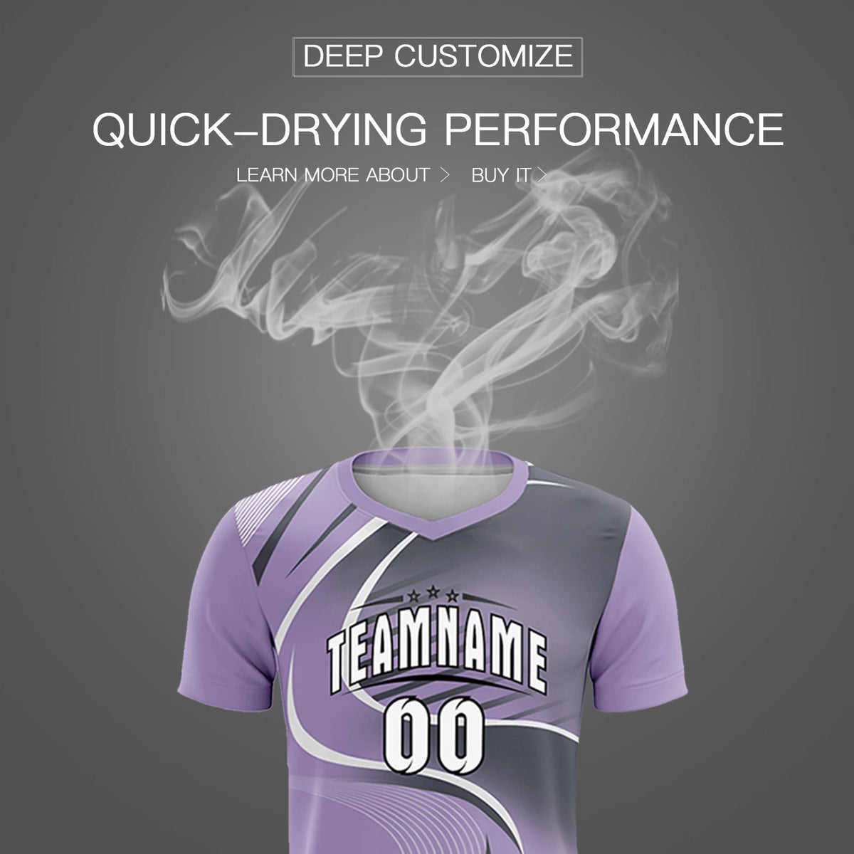 Custom Light Purple White-Gray Casual Printing Sportswear Soccer Sets Jersey