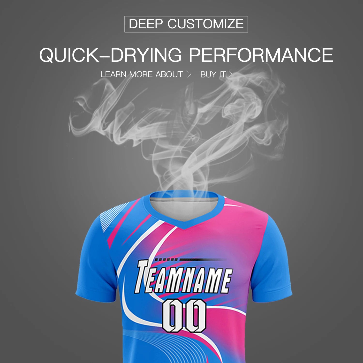 Custom Powder Blue White-Pink Casual Printing Sportswear Soccer Sets Jersey