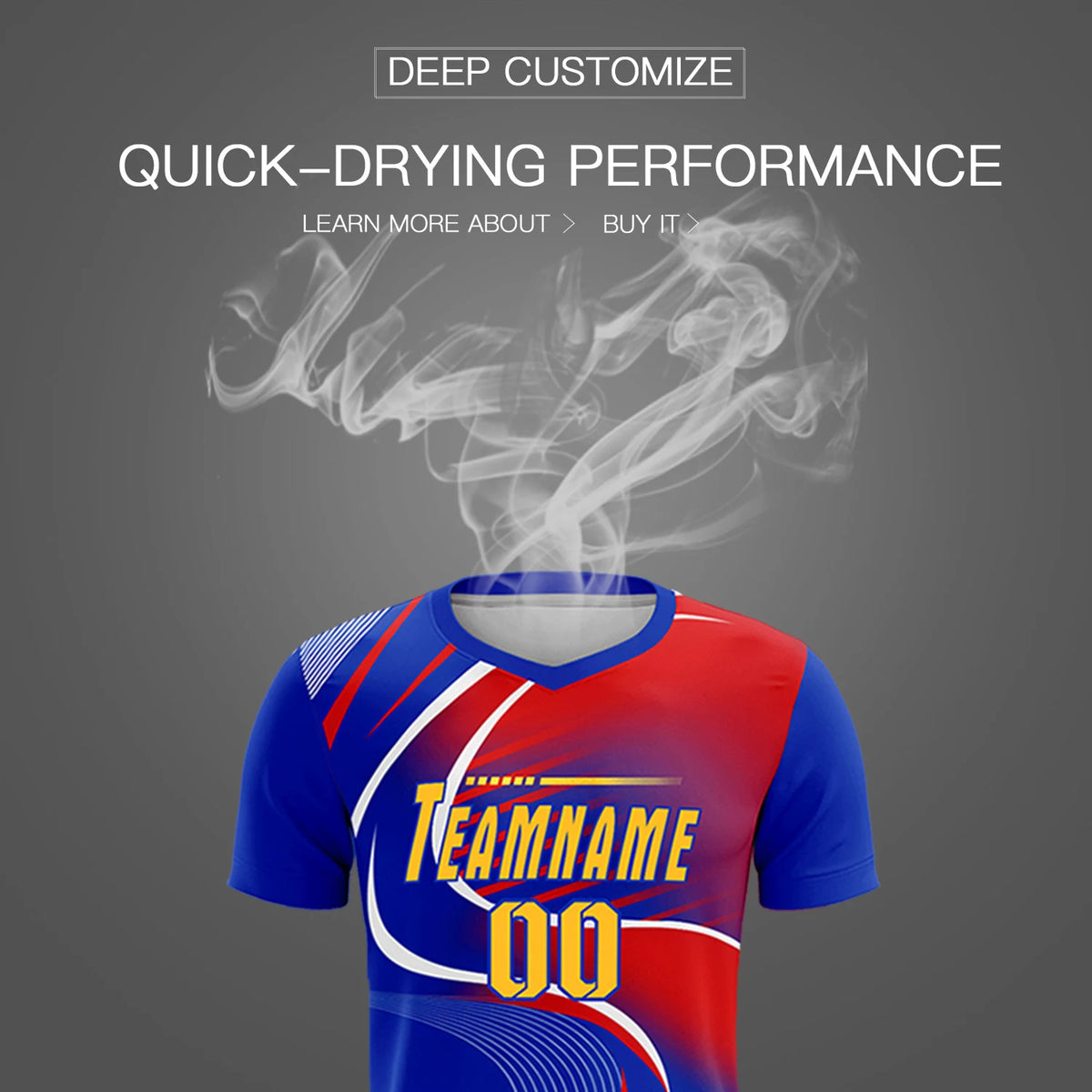 Custom Royal Blue White-Red Casual Printing Sportswear Soccer Sets Jersey