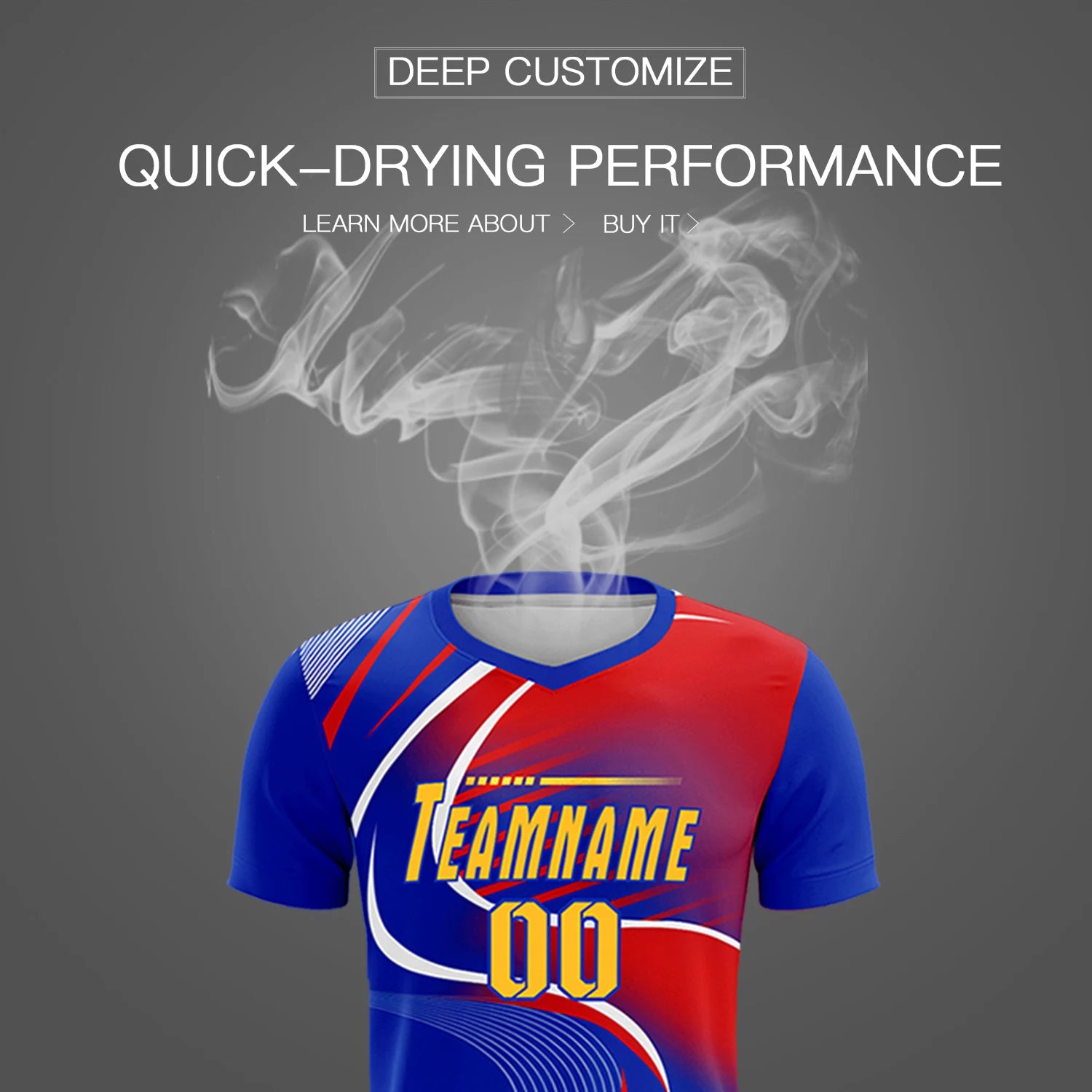 Custom Royal Blue White-Red Casual Printing Sportswear Soccer Sets Jersey