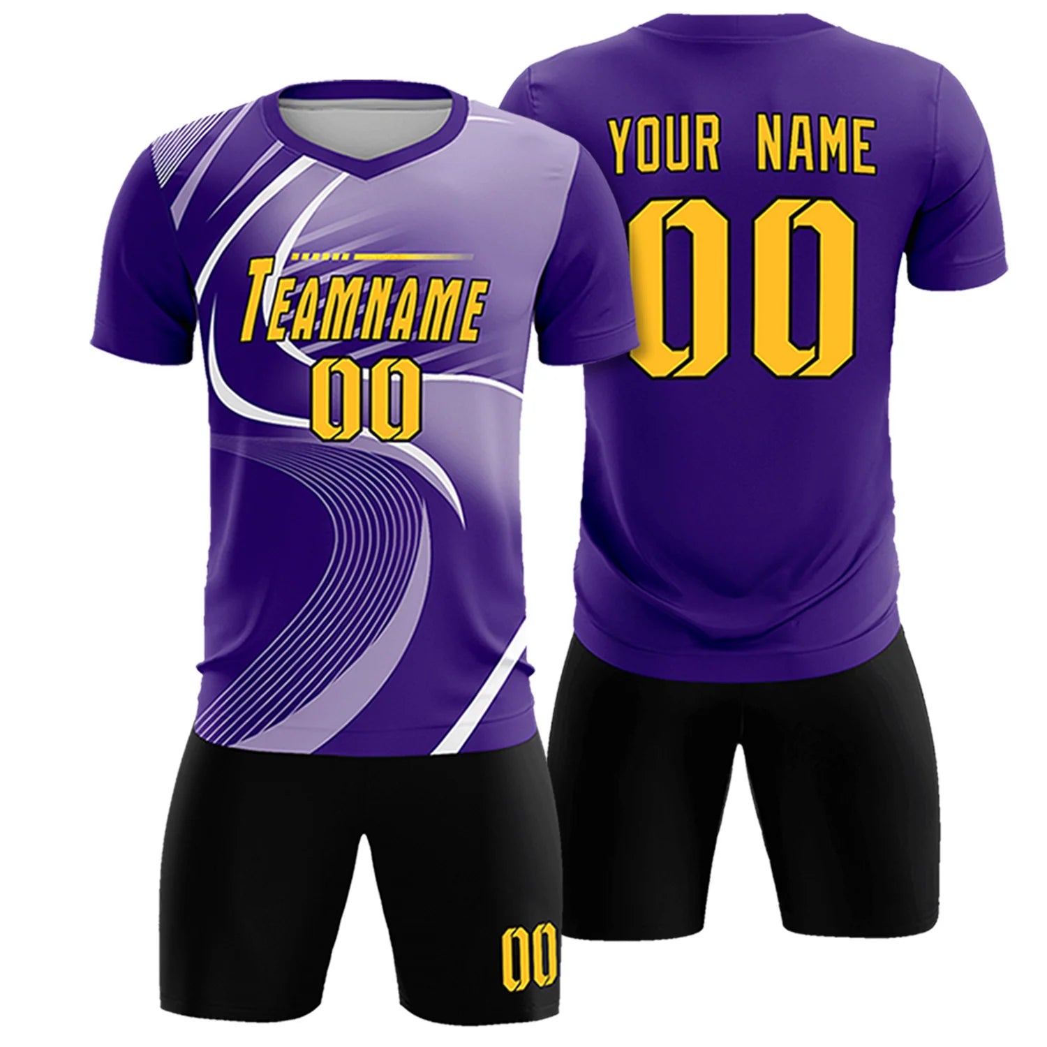 Custom Purple White-Light Purple Casual Printing Sportswear Soccer Sets Jersey