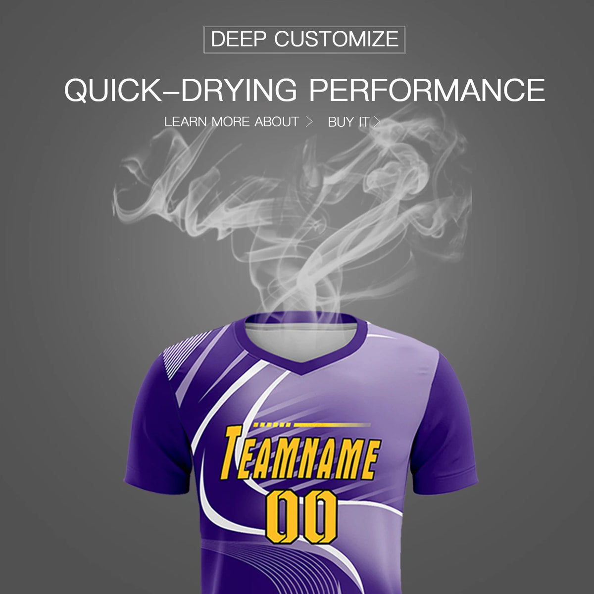 Custom Purple White-Light Purple Casual Printing Sportswear Soccer Sets Jersey