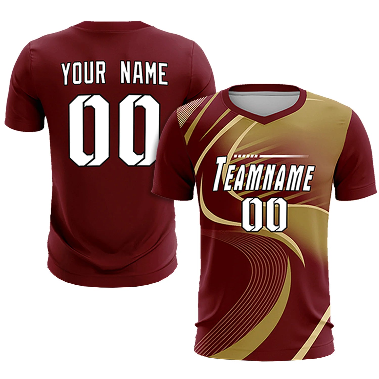 Custom Crimson Khaki-Old Gold Casual Printing Sportswear Soccer Sets Jersey