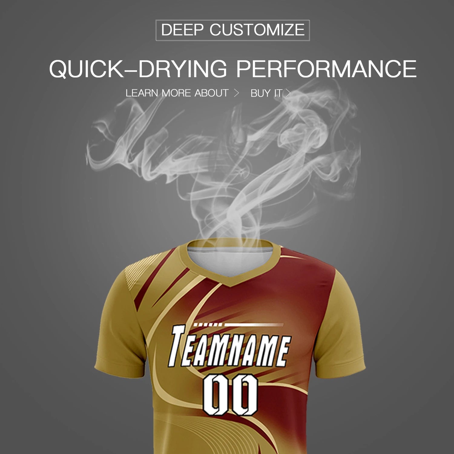 Custom Old Gold Khaki-Crimson Casual Printing Sportswear Soccer Sets Jersey