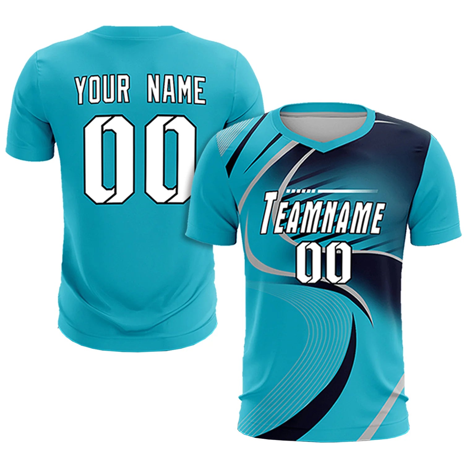 Custom Powder Blue Gray-Navy Casual Printing Sportswear Soccer Sets Jersey