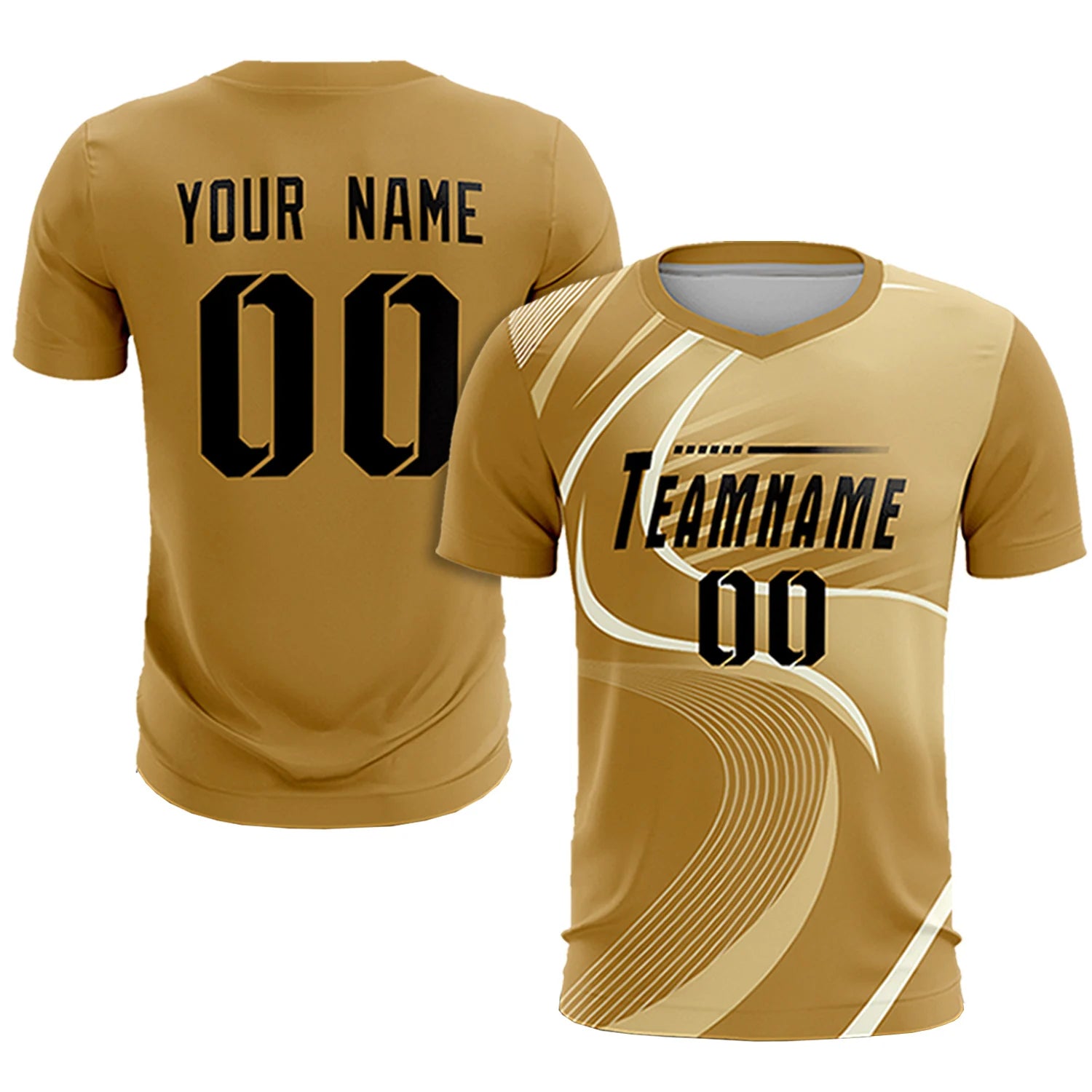 Custom Old Gold Khaki-Khaki Casual Printing Sportswear Soccer Sets Jersey