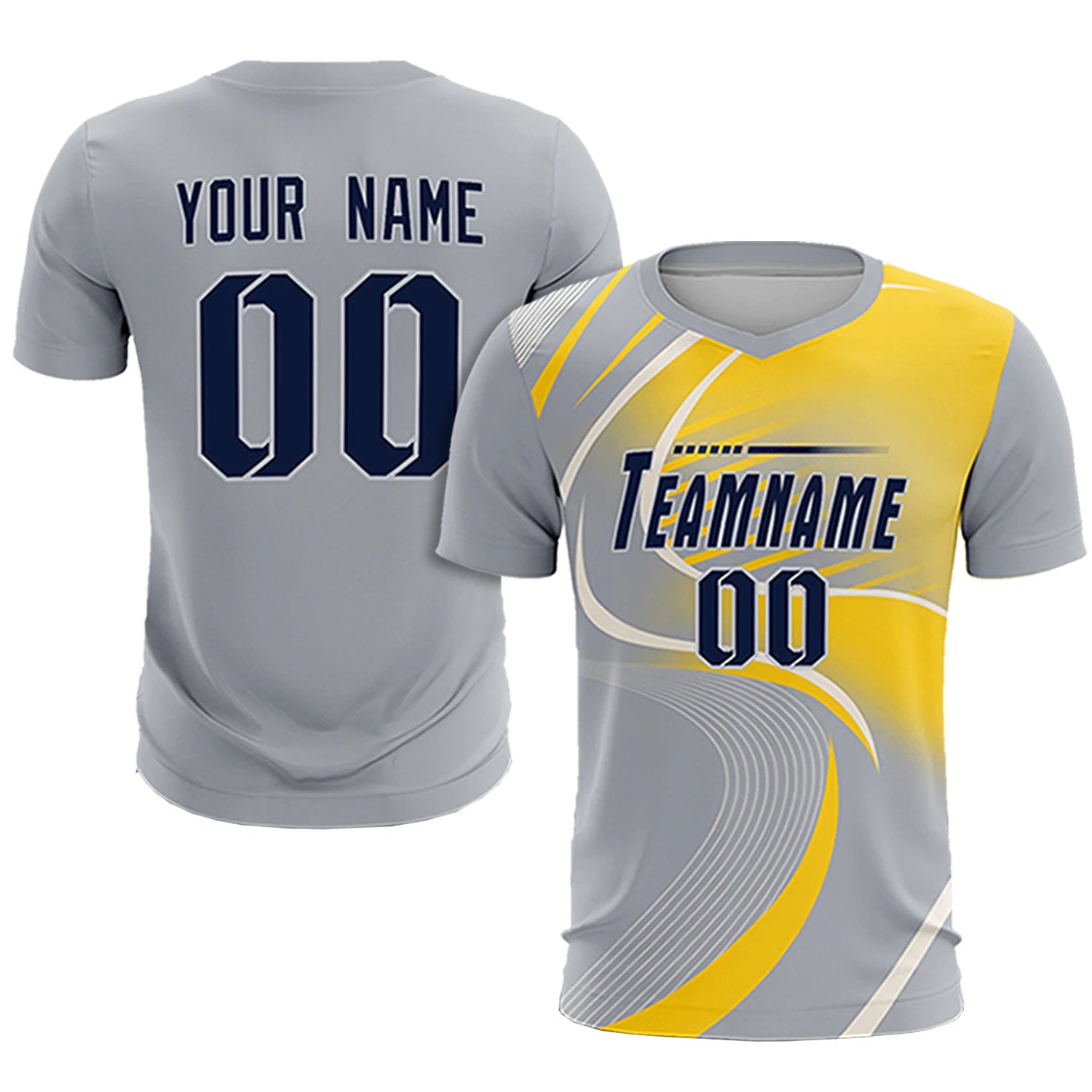 Custom Gray White-Gold01 Casual Printing Sportswear Soccer Sets Jersey