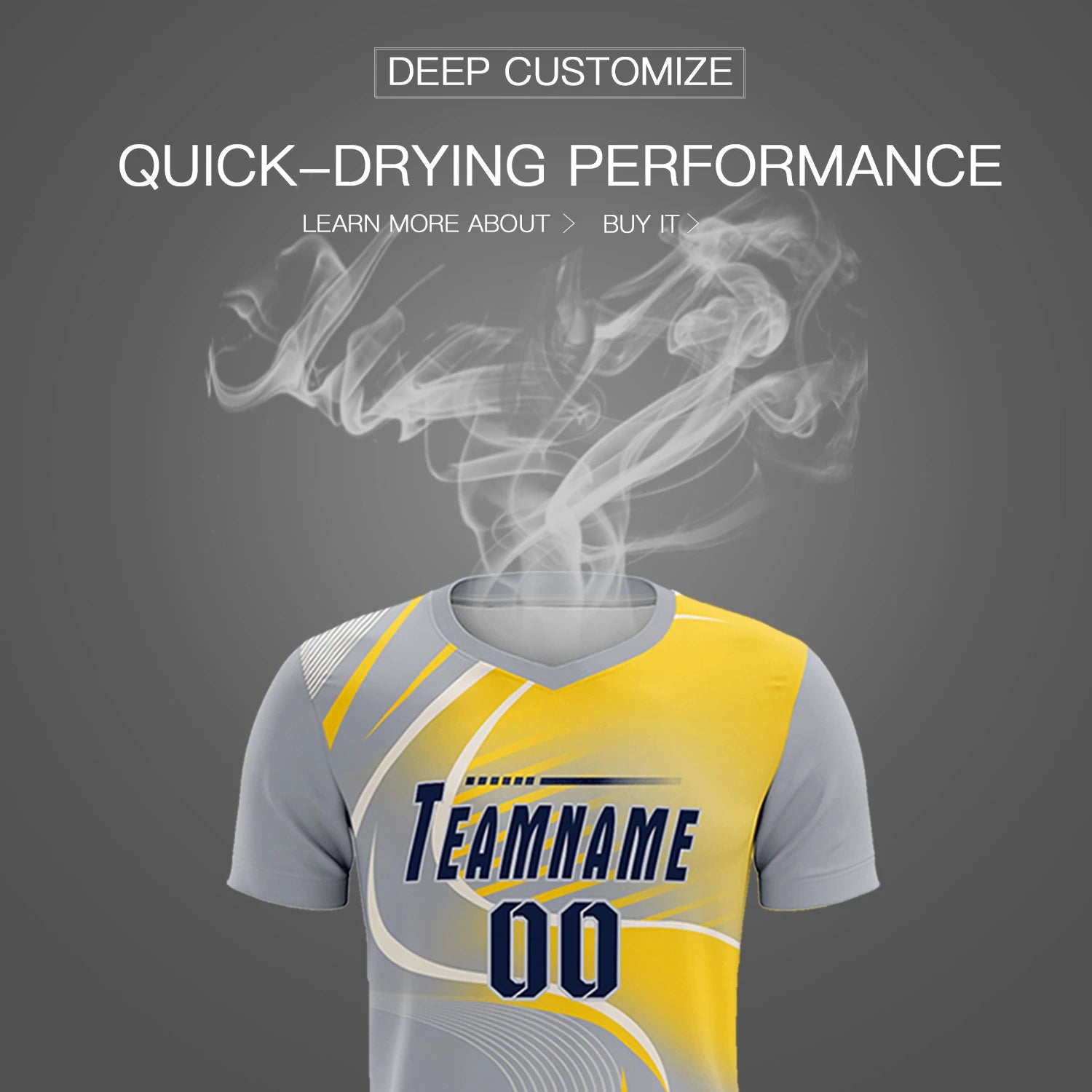 Custom Gray White-Gold01 Casual Printing Sportswear Soccer Sets Jersey