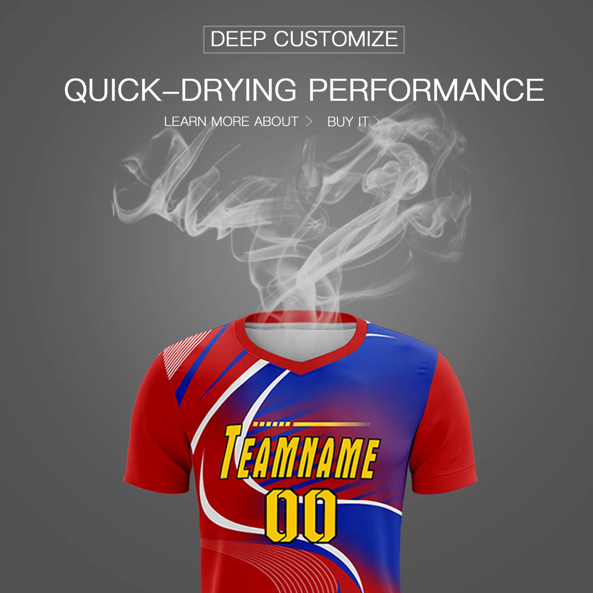 Custom Red White-Royal Blue Casual Printing Sportswear Soccer Sets Jersey