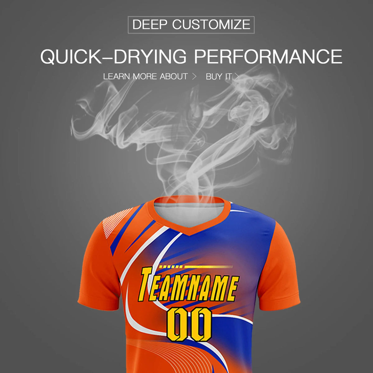 Custom Orange White-Royal Blue Casual Printing Sportswear Soccer Sets Jersey