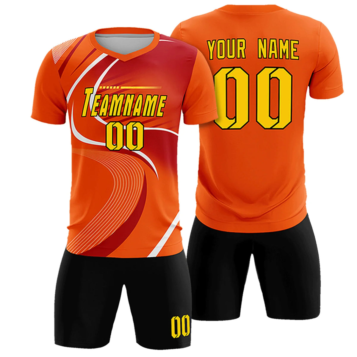 Custom Orange White-Red Casual Printing Sportswear Soccer Sets Jersey