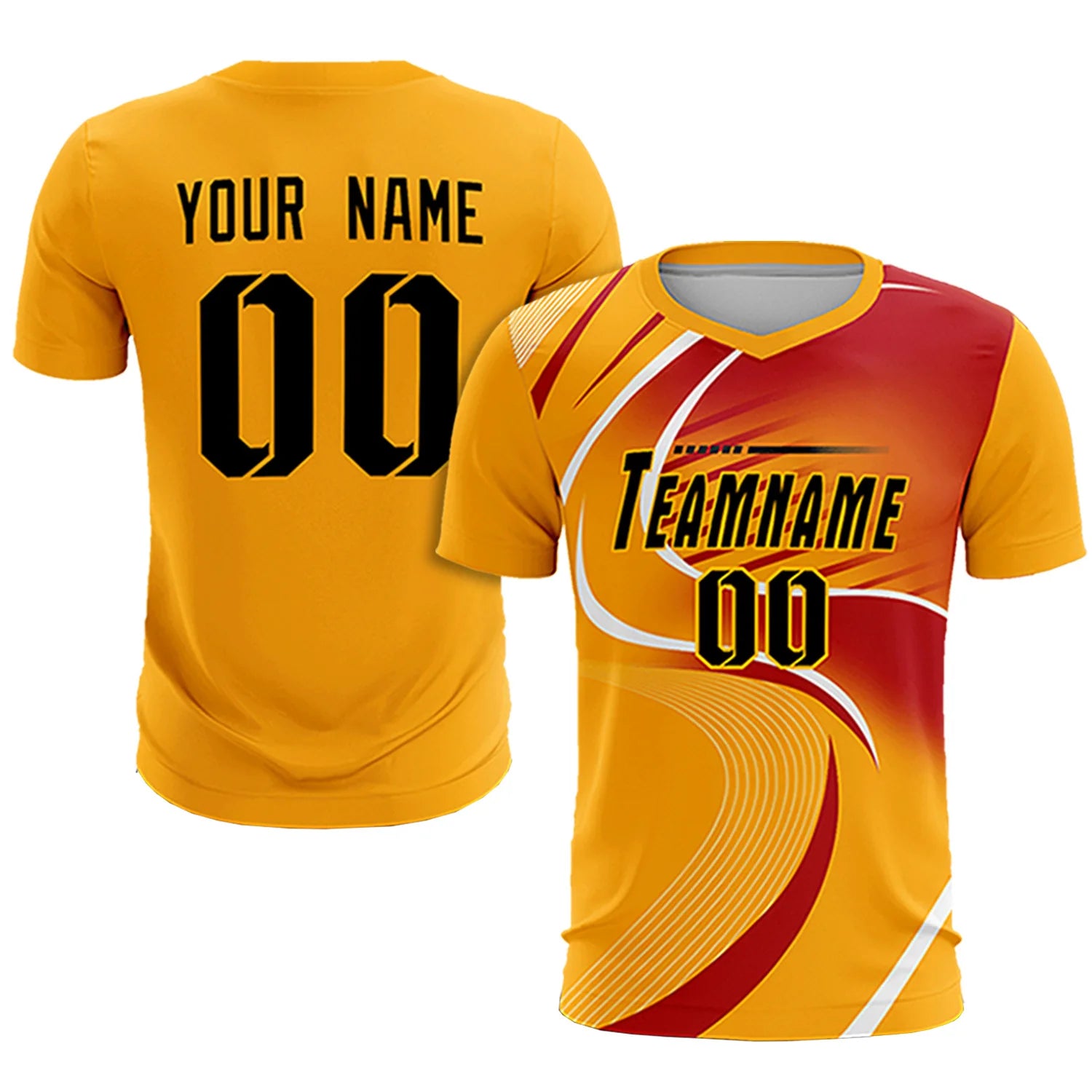 Custom Yellow White-Red Casual Printing Sportswear Soccer Sets Jersey