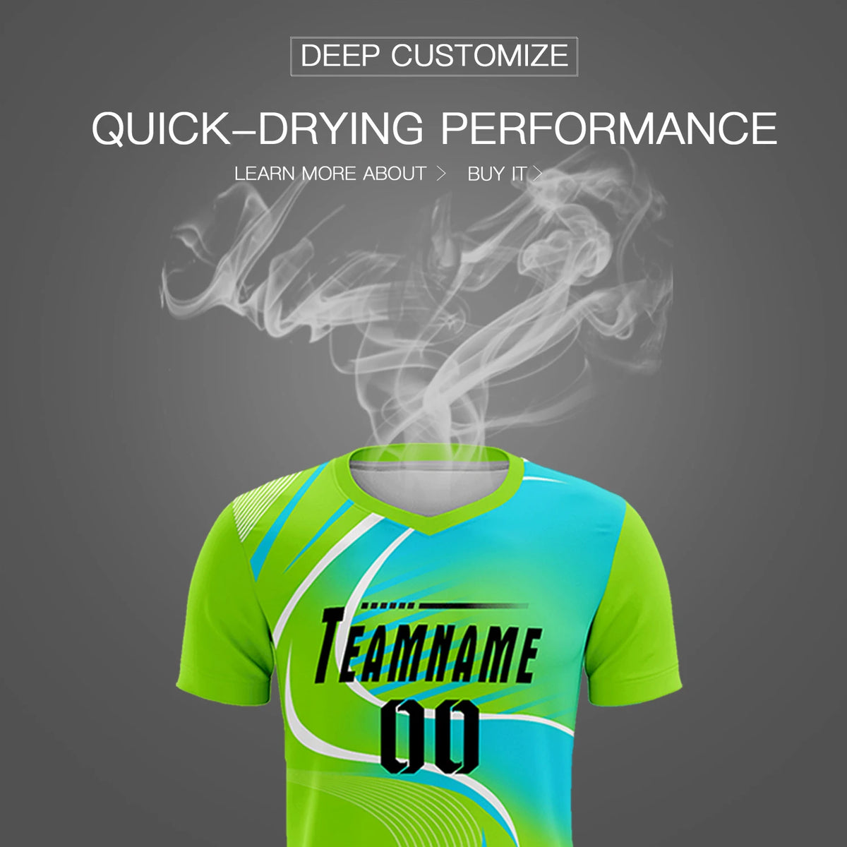 Custom Neon Green White-Sky Blue Casual Printing Sportswear Soccer Sets Jersey