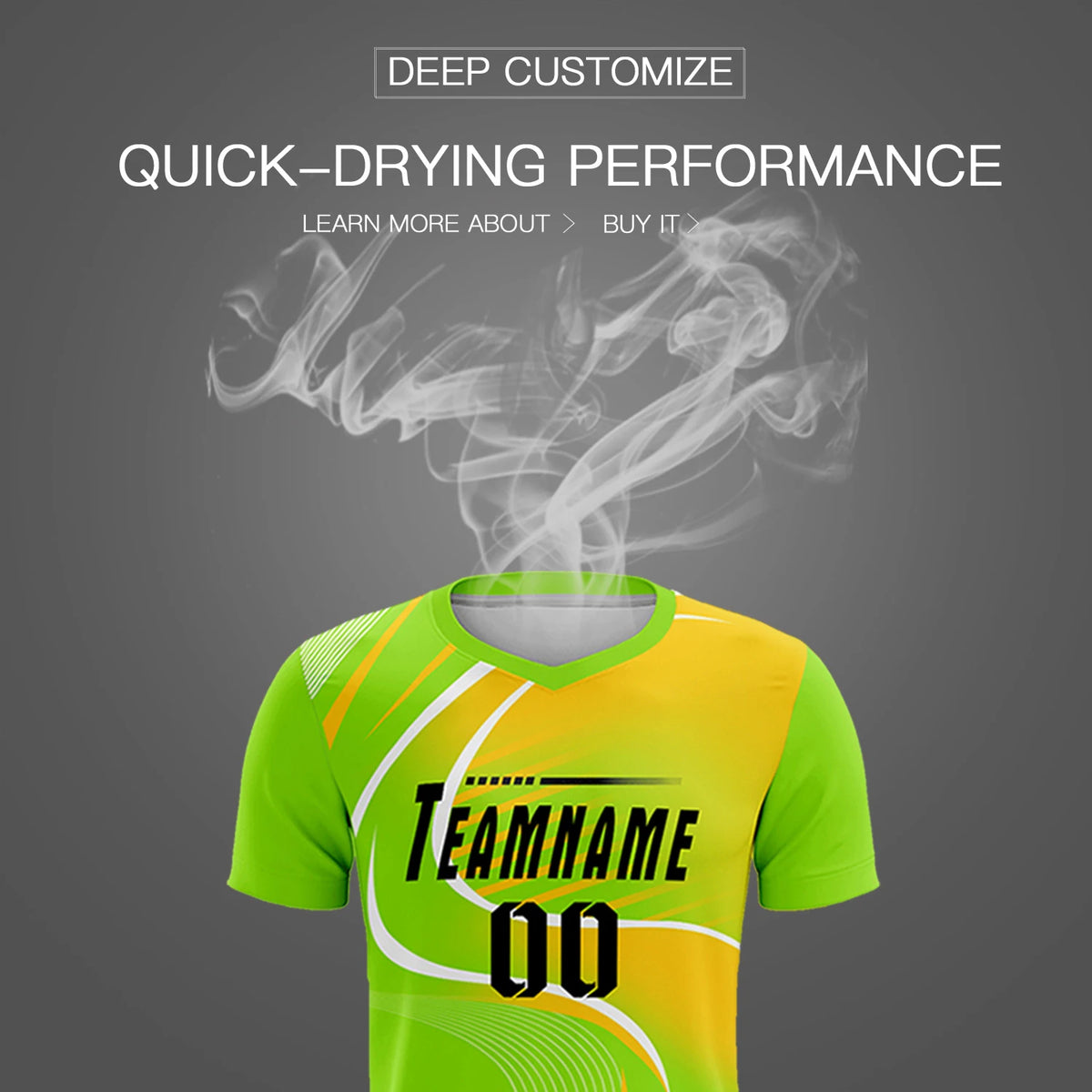 Custom Neon Green White-Gold01 Casual Printing Sportswear Soccer Sets Jersey