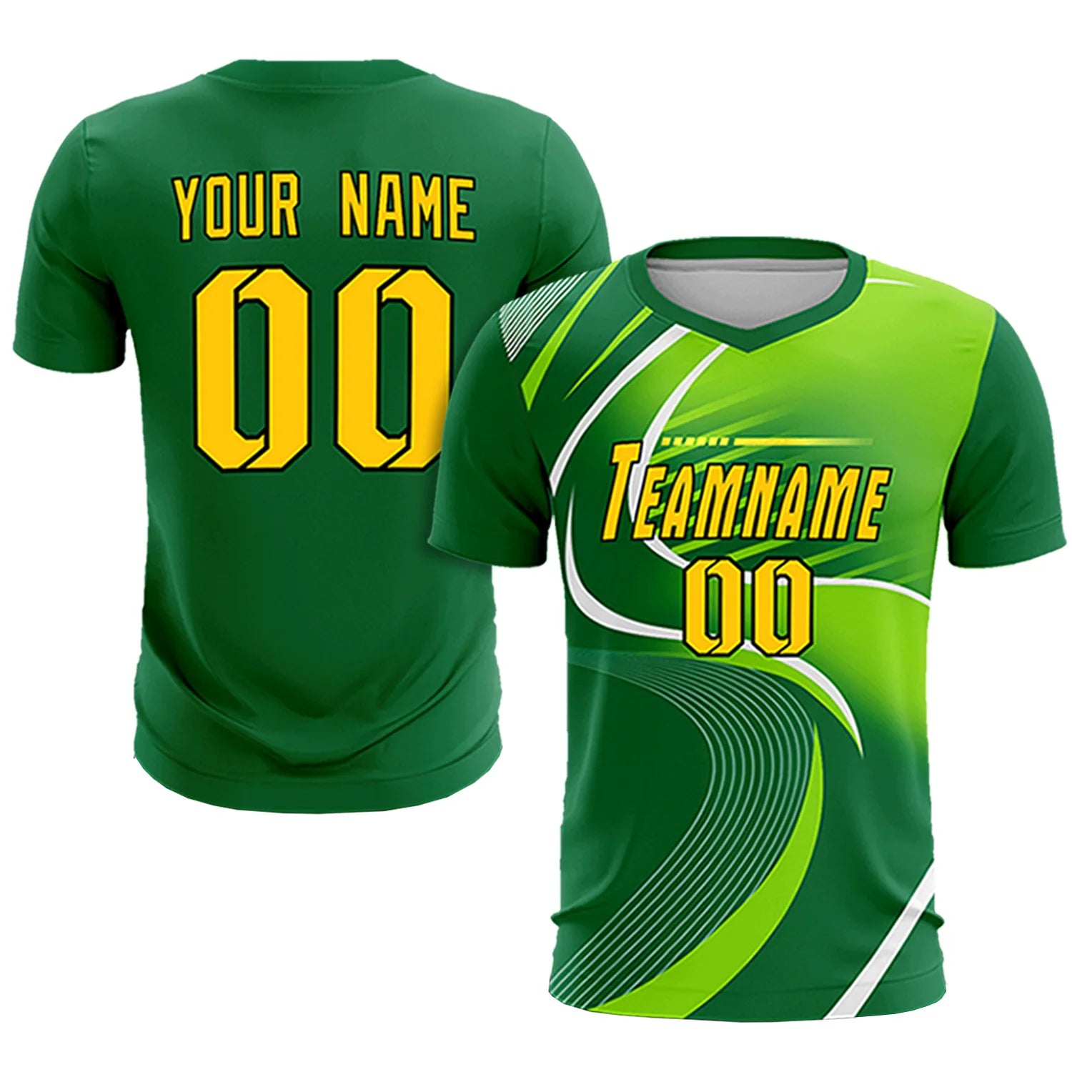 Custom Kelly Green White-Neon Green Casual Printing Sportswear Soccer Sets Jersey