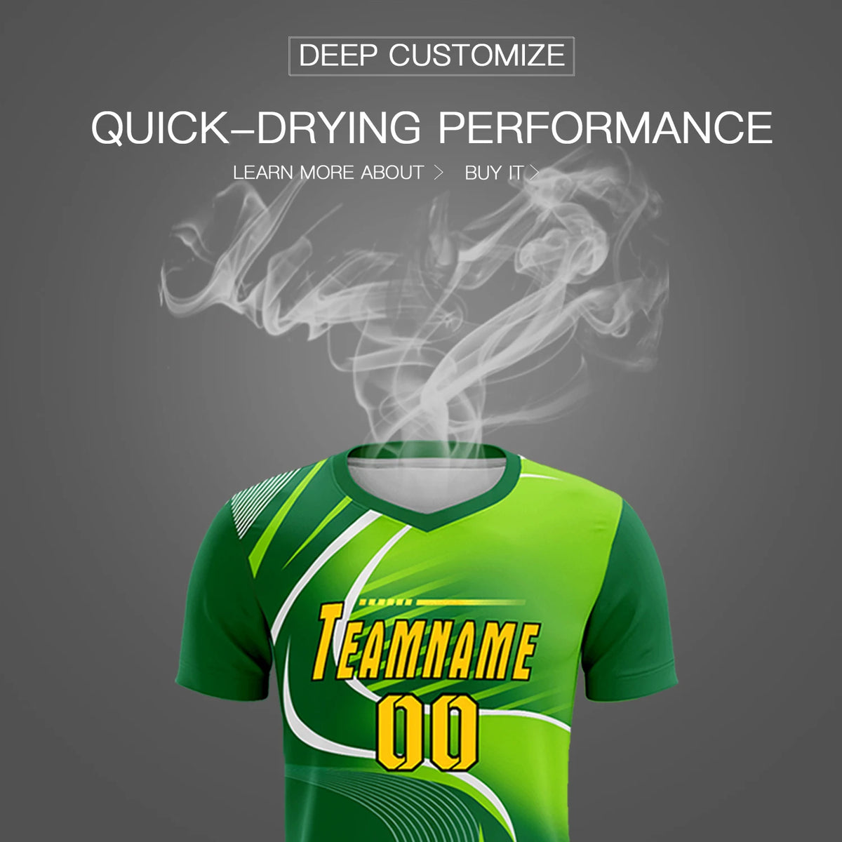 Custom Kelly Green White-Neon Green Casual Printing Sportswear Soccer Sets Jersey