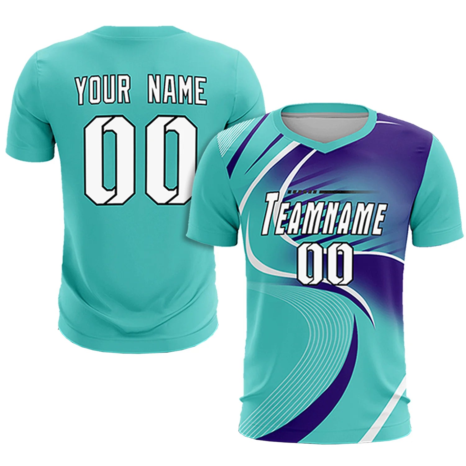 Custom Bright Green White-Purple Casual Printing Sportswear Soccer Sets Jersey