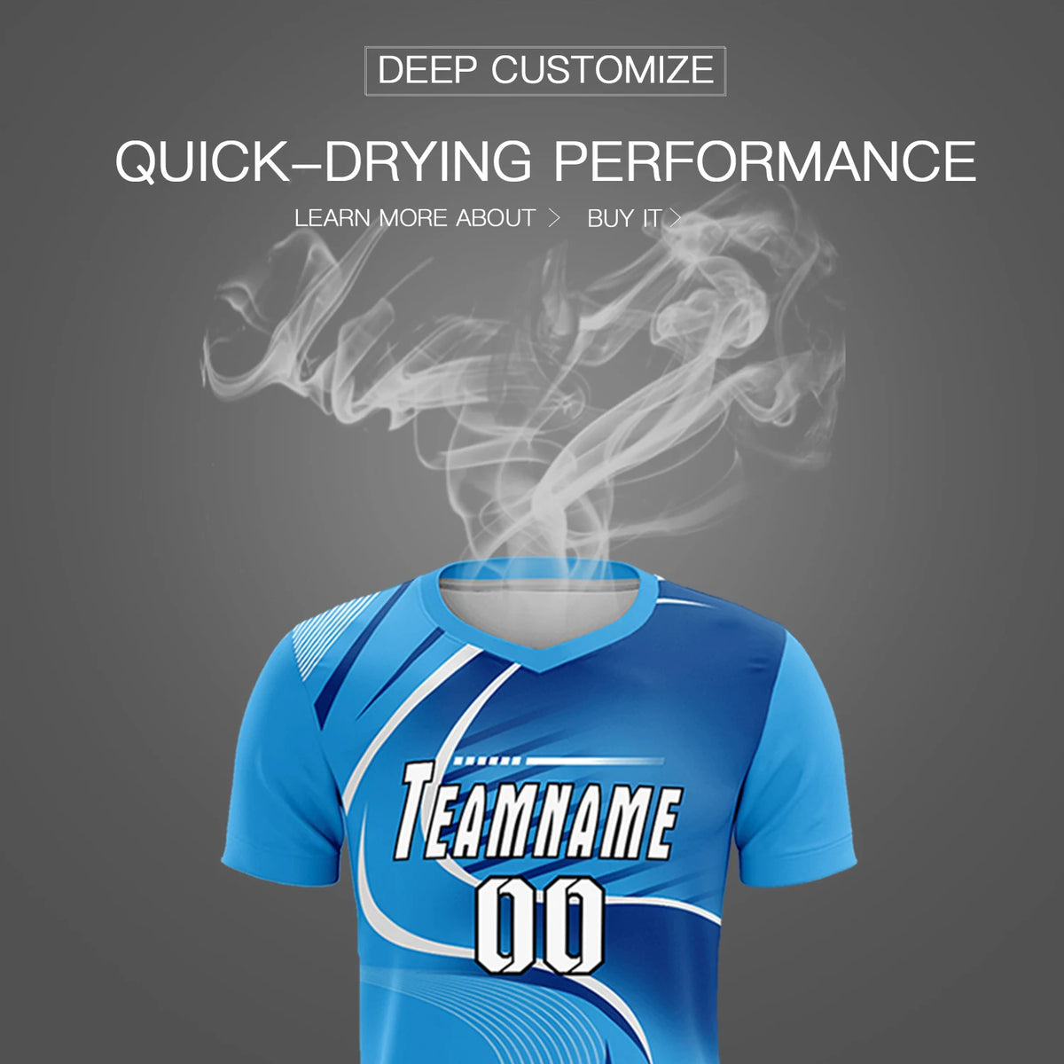 Custom Powder Blue White-Navy Casual Printing Sportswear Soccer Sets Jersey