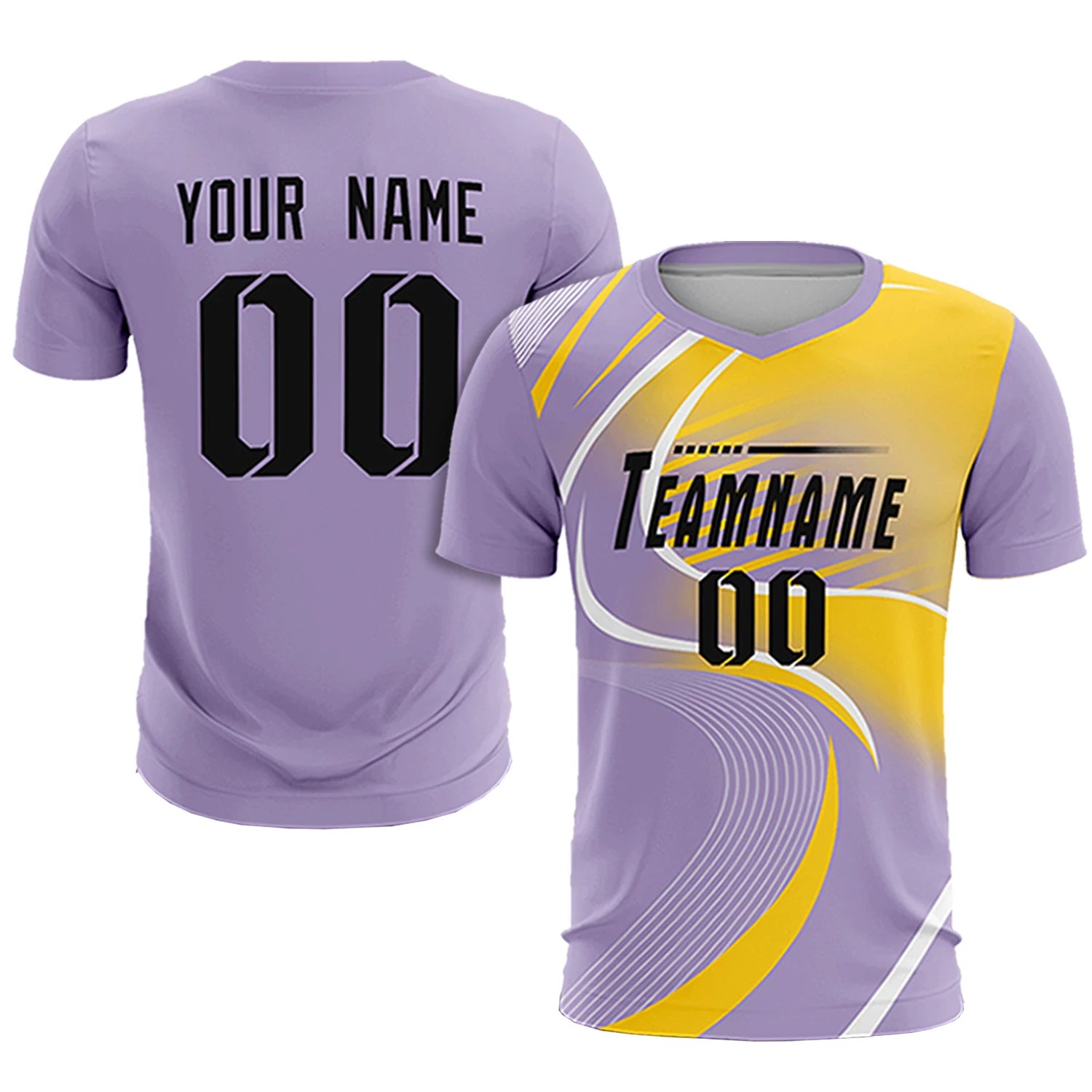 Custom Light Purple White-Gold01 Casual Printing Sportswear Soccer Sets Jersey