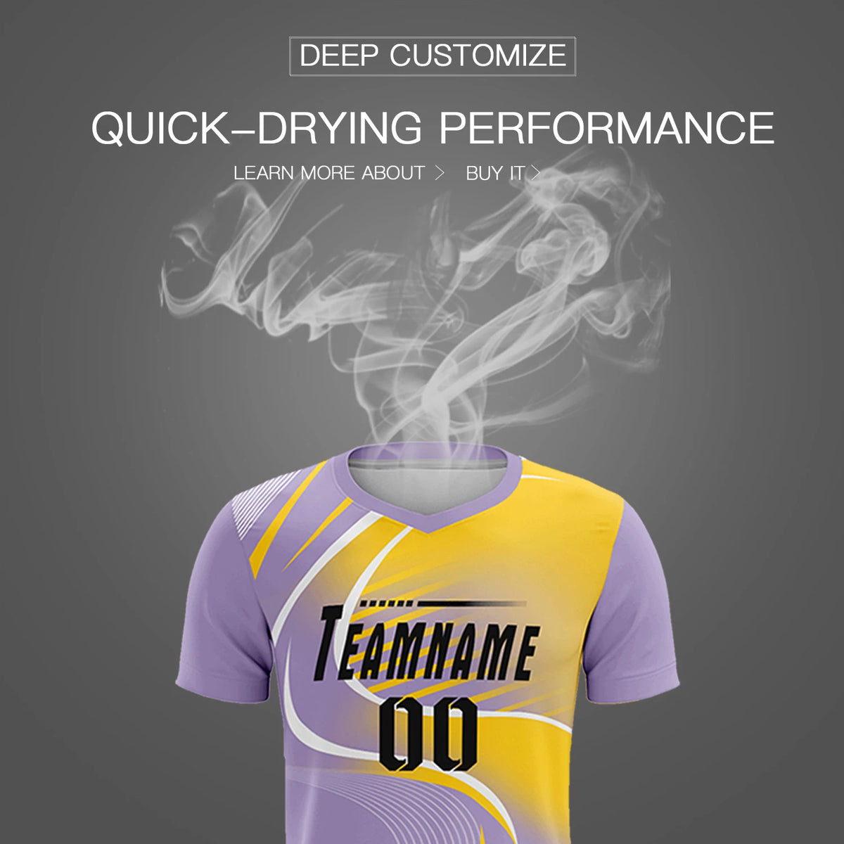 Custom Light Purple White-Gold01 Casual Printing Sportswear Soccer Sets Jersey