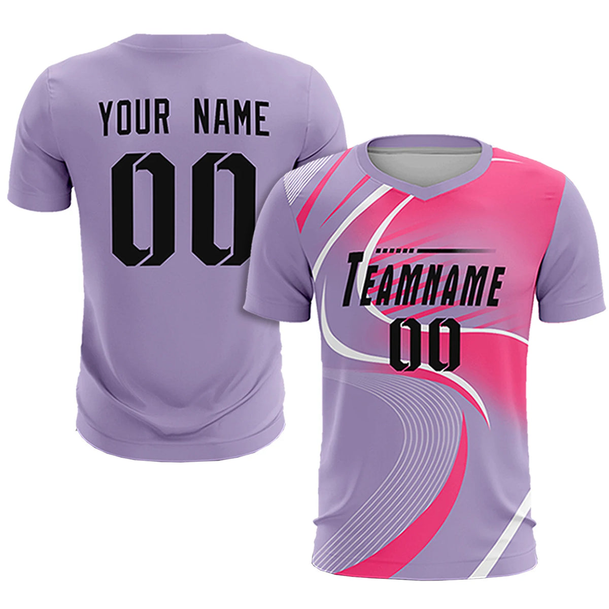 Custom Light Purple White-Pink Casual Printing Sportswear Soccer Sets Jersey