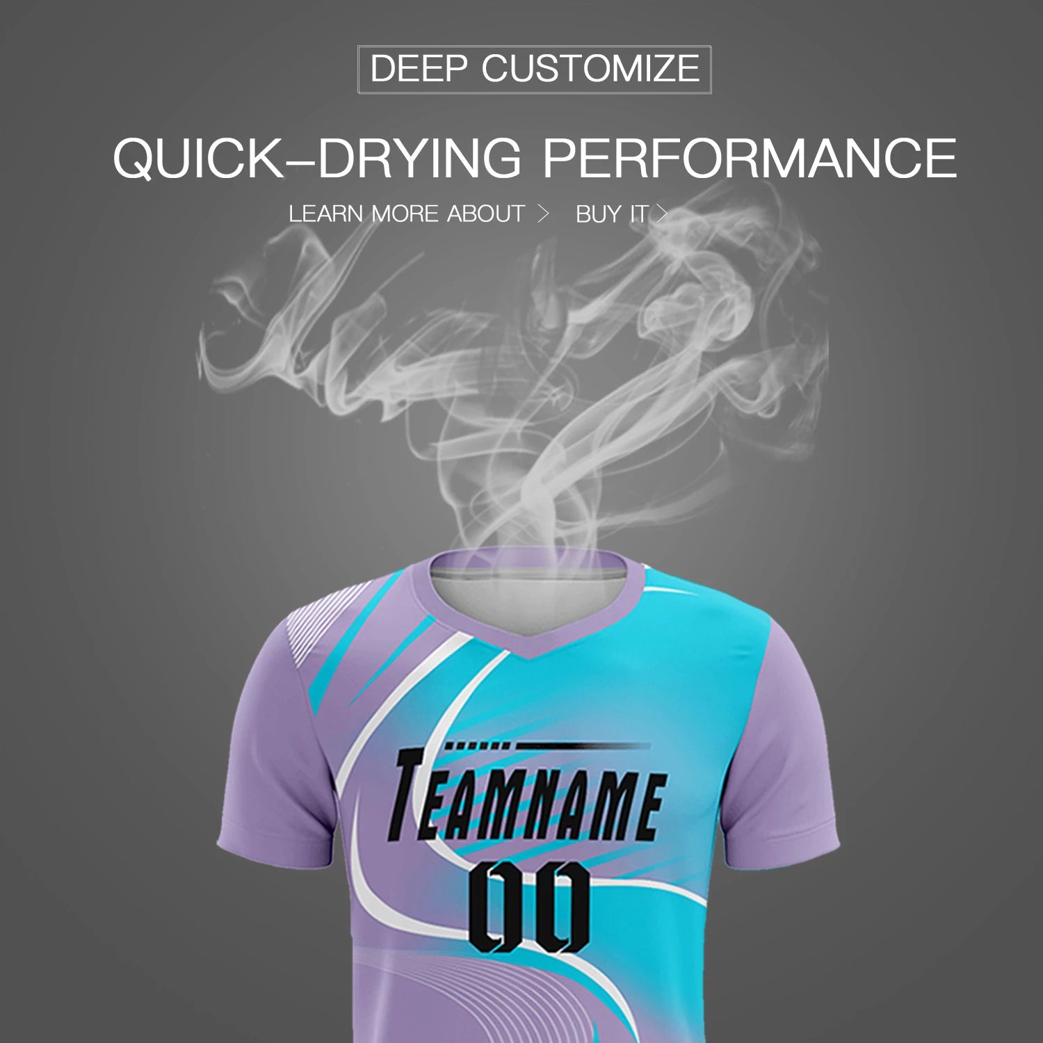 Custom Light Purple White-Sky Blue Casual Printing Sportswear Soccer Sets Jersey