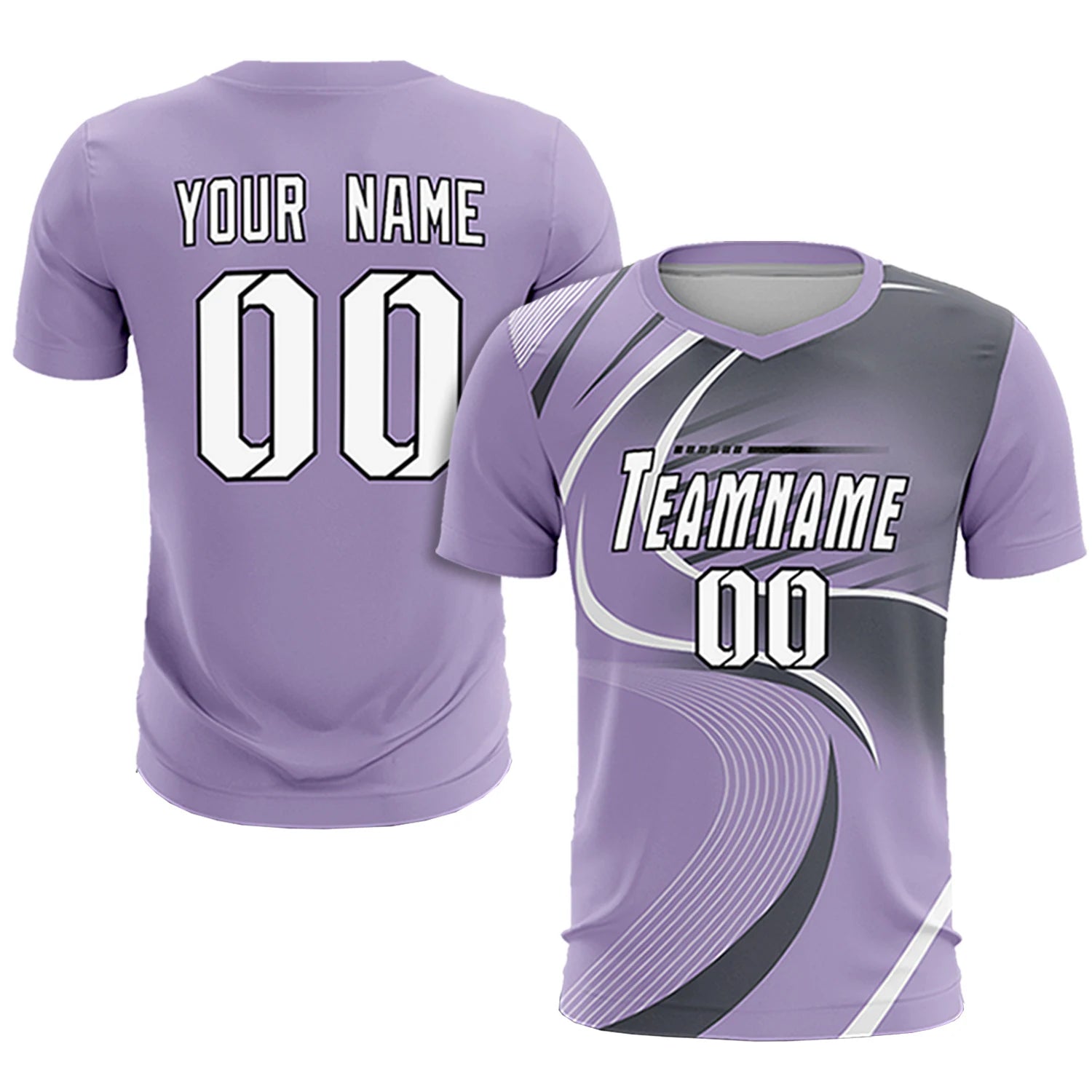 Custom Light Purple White-Gray Casual Printing Sportswear Soccer Sets Jersey