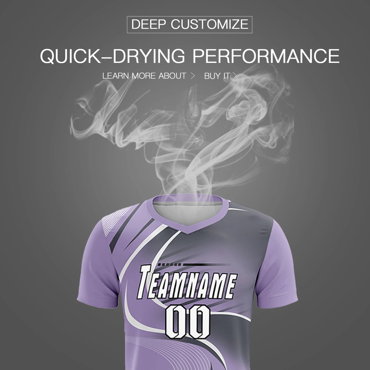 Custom Light Purple White-Gray Casual Printing Sportswear Soccer Sets Jersey