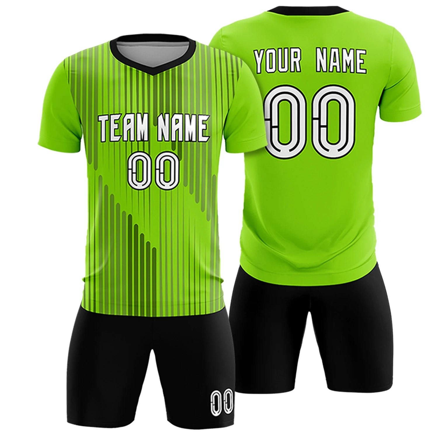 Custom Neon Green Black Soft Training Uniform Soccer Sets Jersey