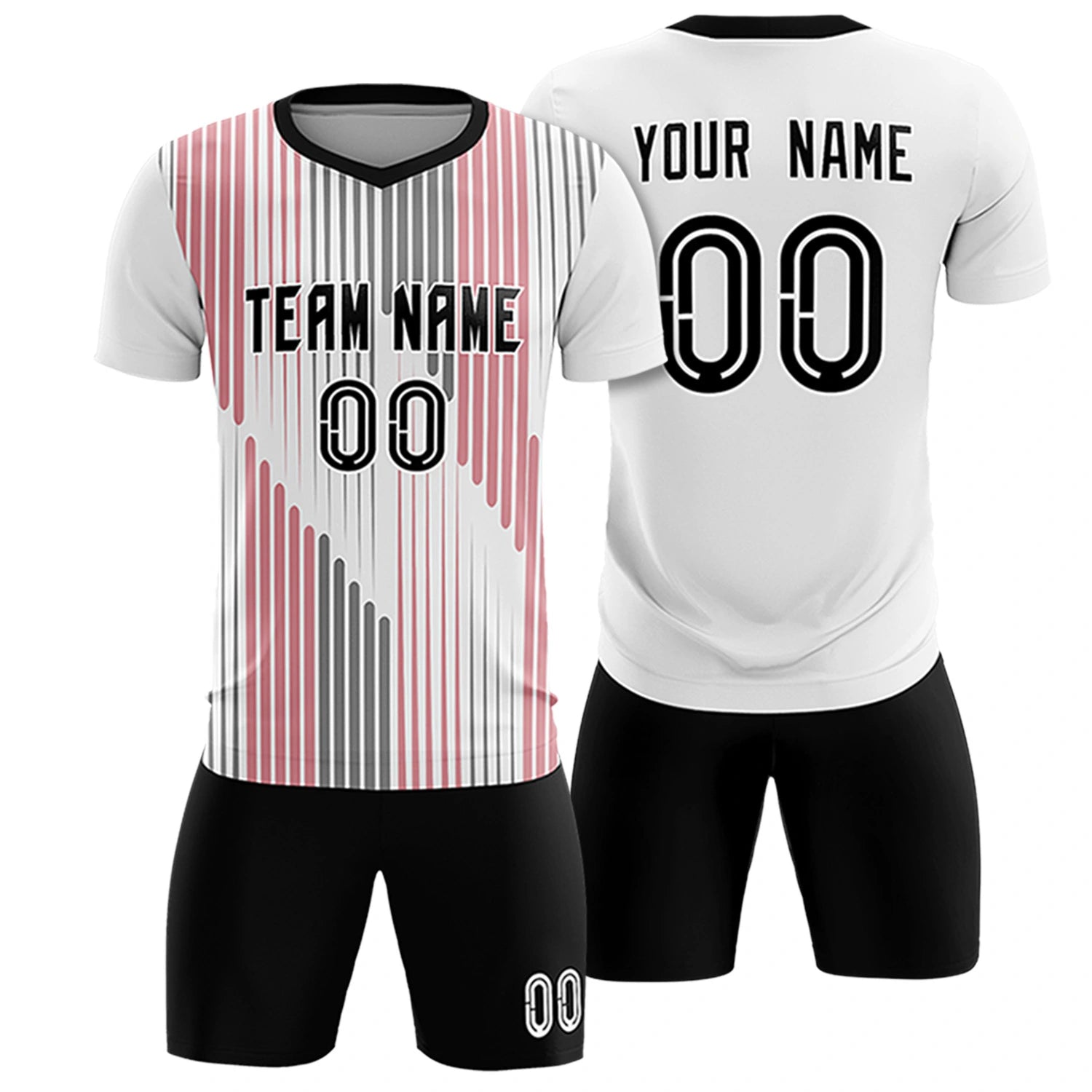 Custom White Black Soft Training Uniform Soccer Sets Jersey