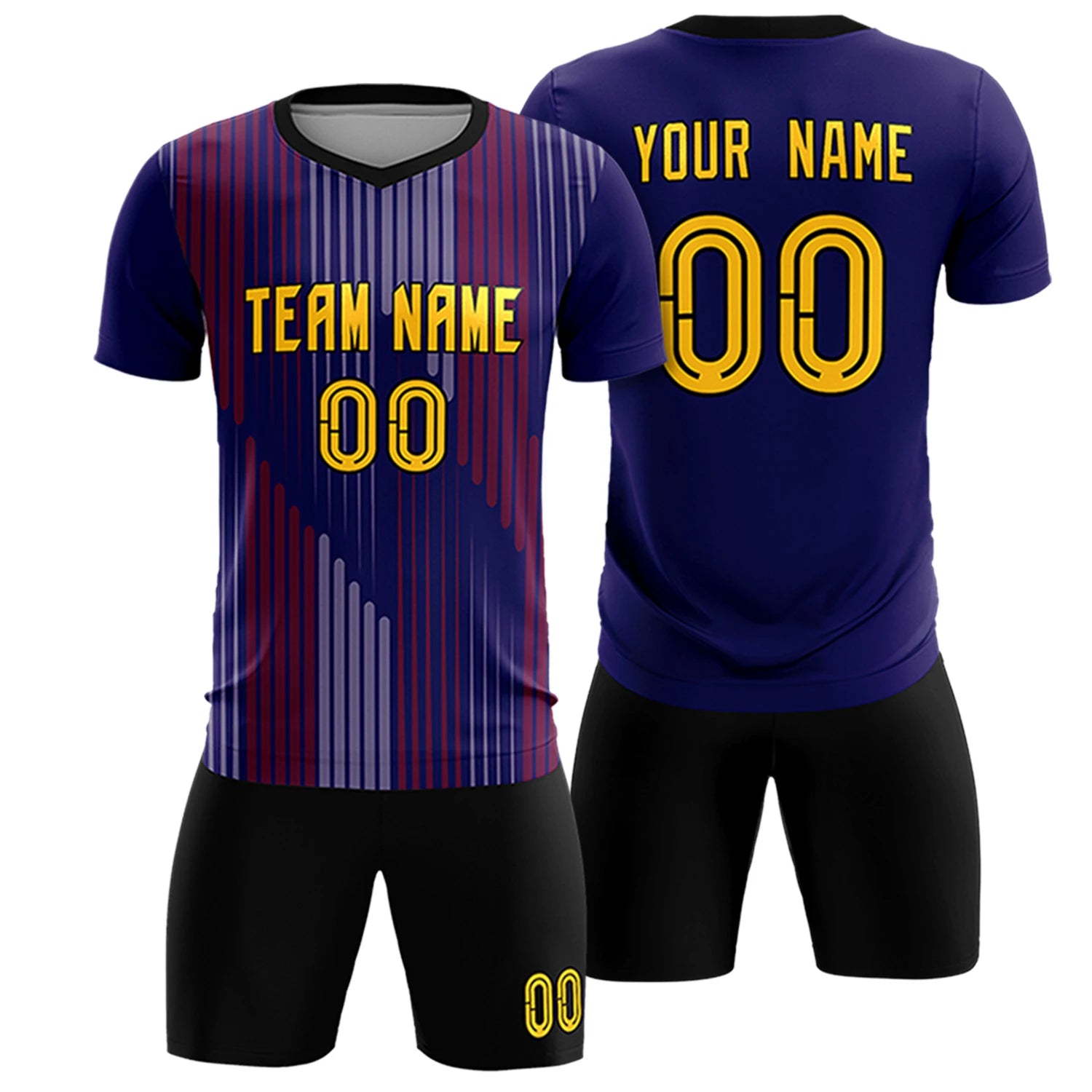 Custom Purple Black Soft Training Uniform Soccer Sets Jersey