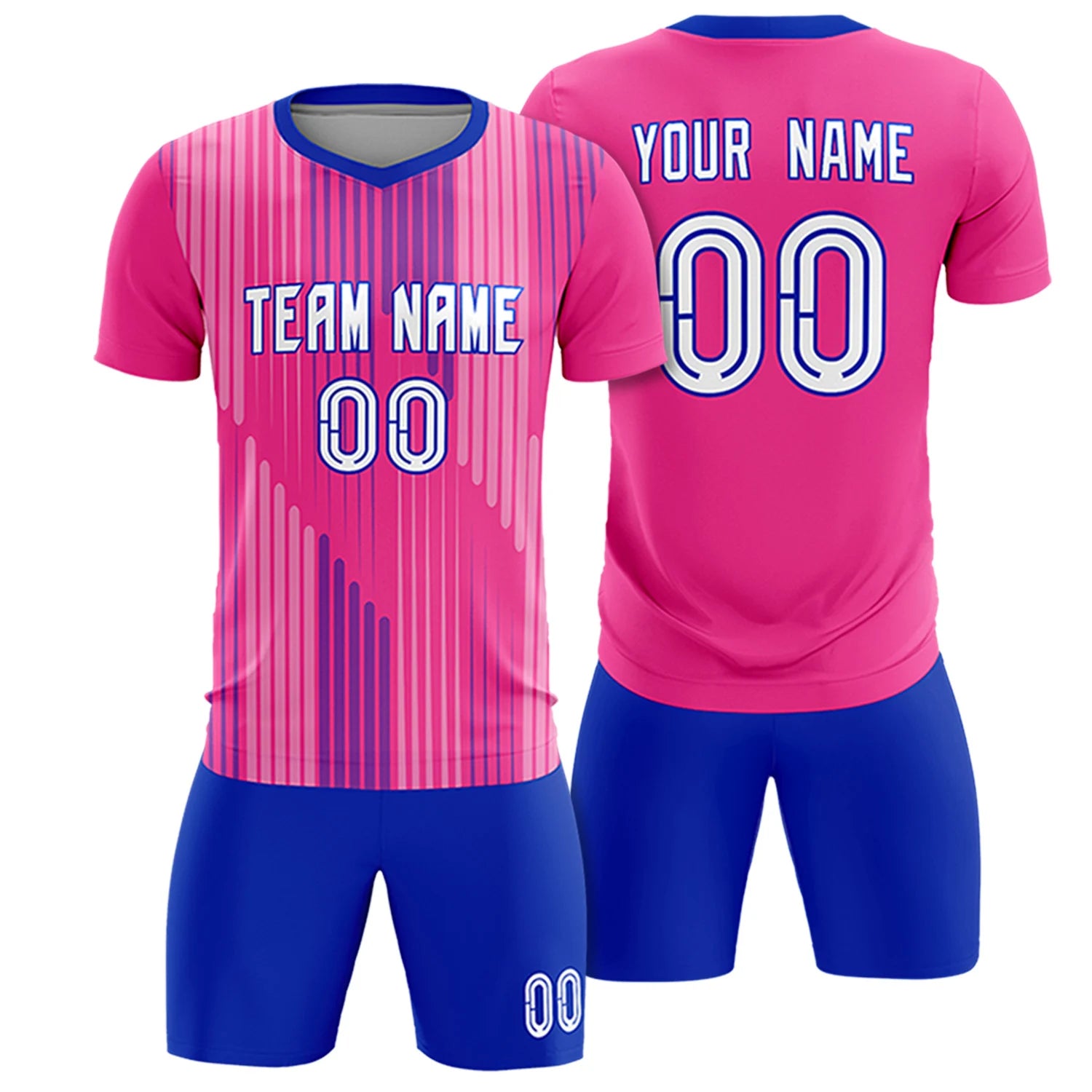 Custom Pink Royal Blue Soft Training Uniform Soccer Sets Jersey