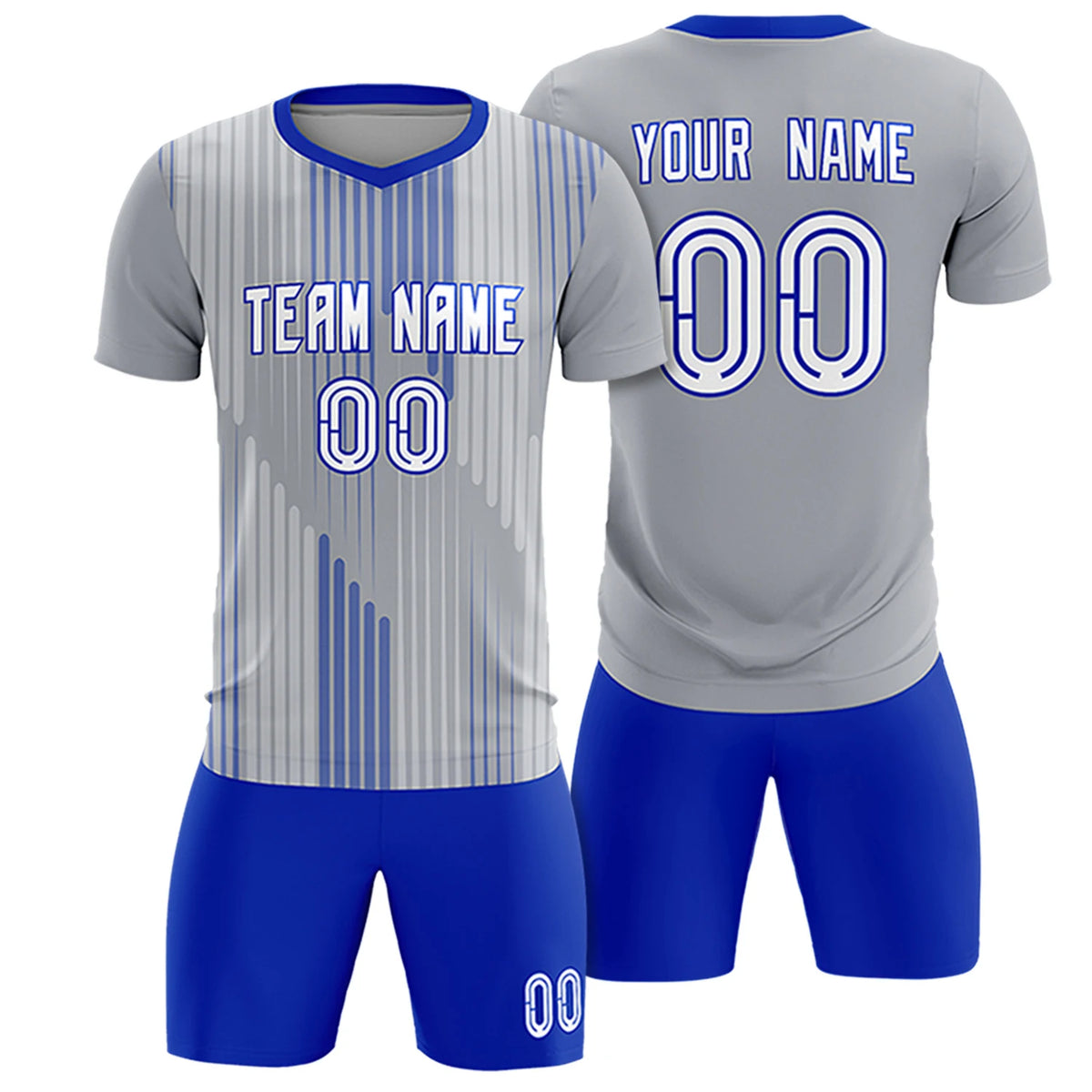 Custom Gray Royal Blue Soft Training Uniform Soccer Sets Jersey