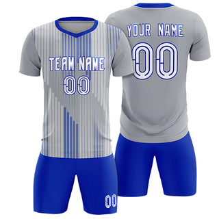 Custom Gray Royal Blue Soft Training Uniform Soccer Sets Jersey - Style 1